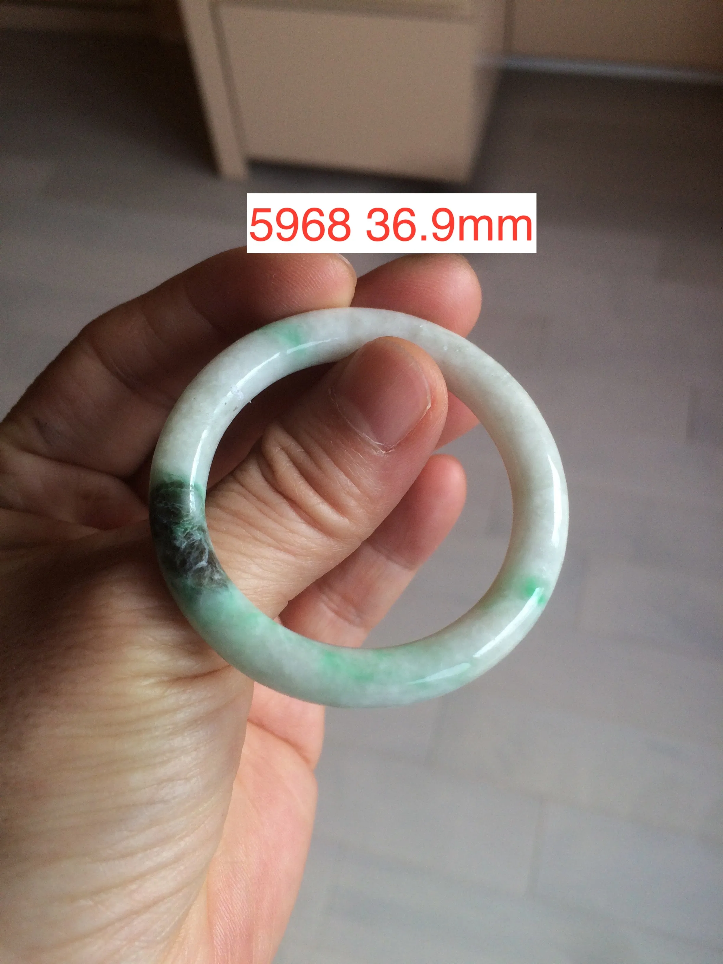 35-38mm Type A 100% Natural sunny green/white Jadeite Jade kids bangle /scarf button group BF100