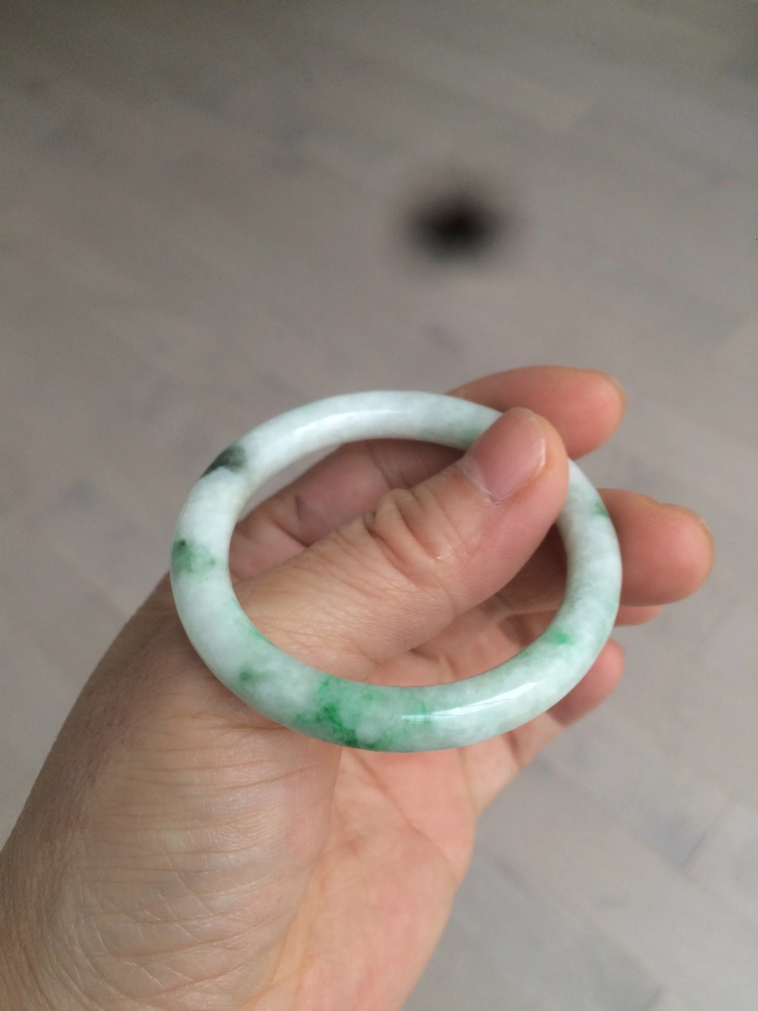 35-38mm Type A 100% Natural sunny green/white Jadeite Jade kids bangle /scarf button group BF100