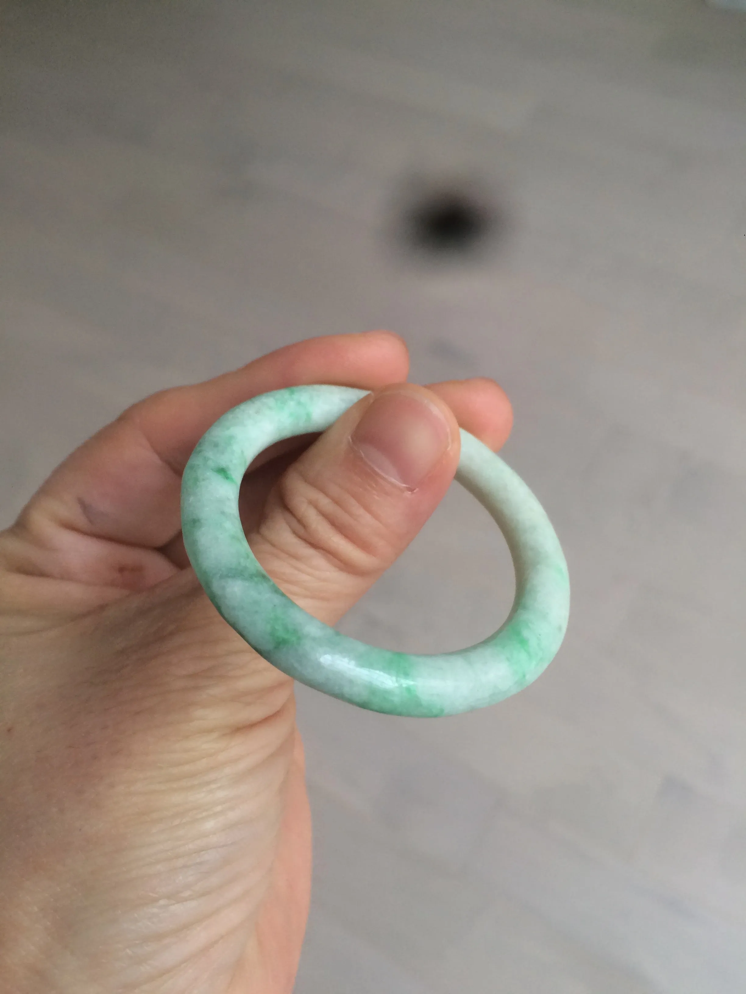 35-38mm Type A 100% Natural sunny green/white Jadeite Jade kids bangle /scarf button group BF100