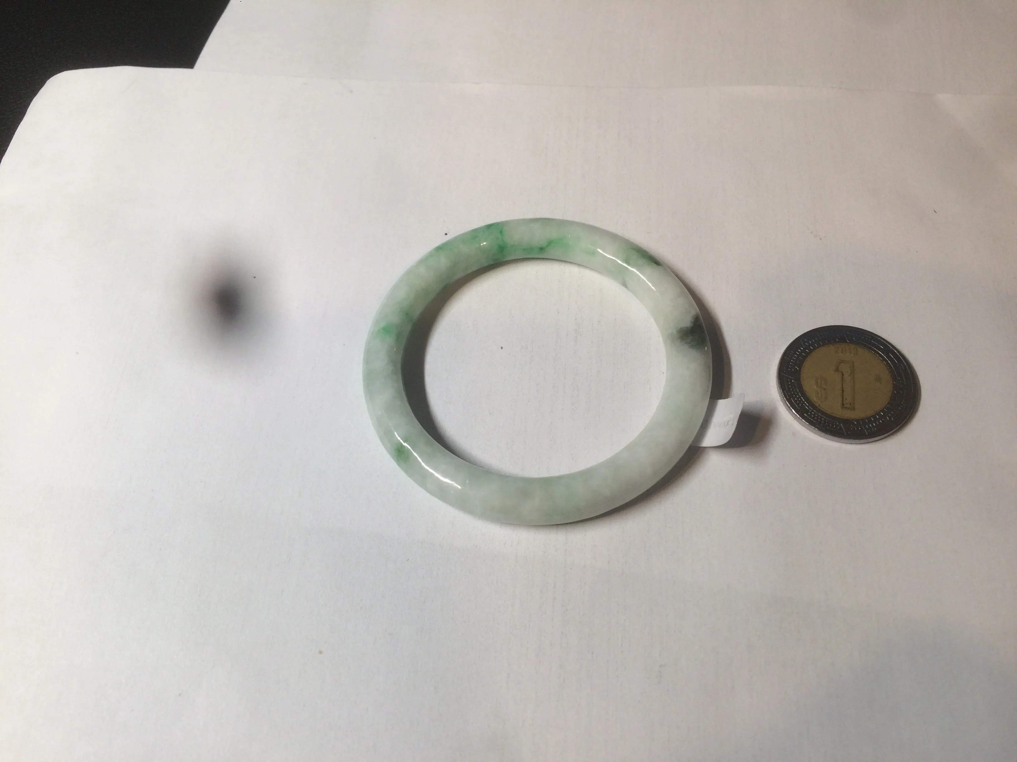 35-38mm Type A 100% Natural sunny green/white Jadeite Jade kids bangle /scarf button group BF100