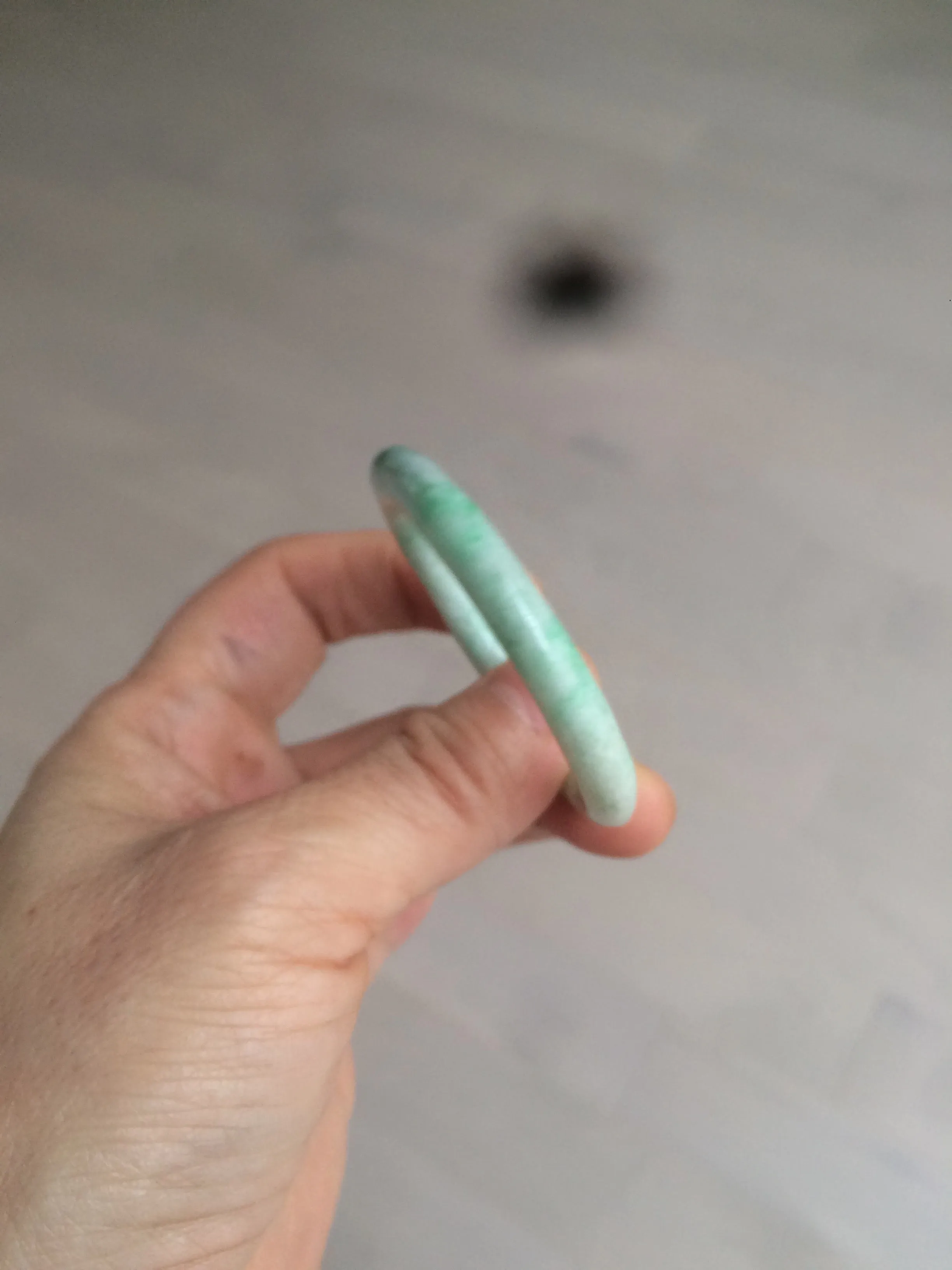 35-38mm Type A 100% Natural sunny green/white Jadeite Jade kids bangle /scarf button group BF100