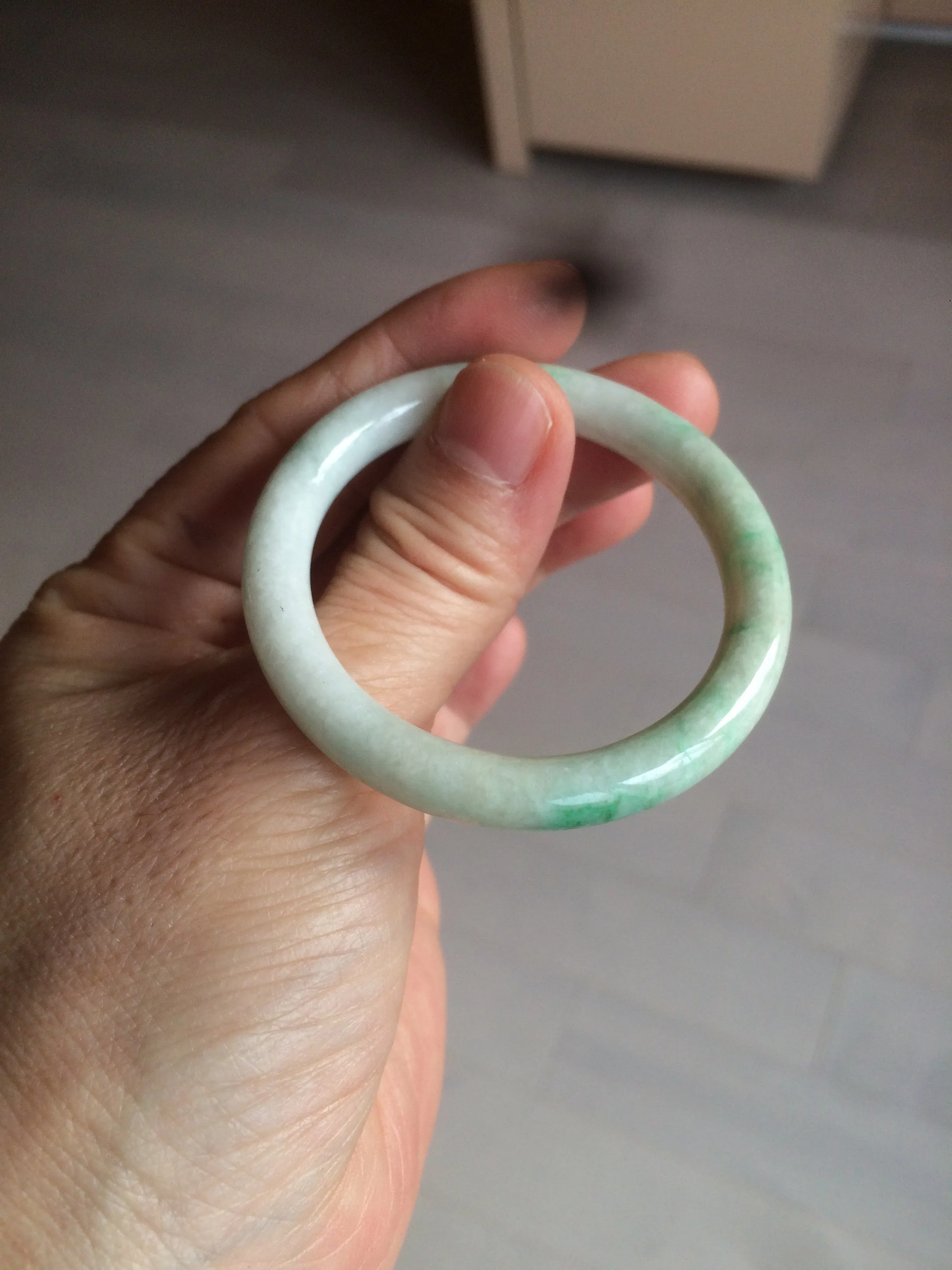 35-38mm Type A 100% Natural sunny green/white Jadeite Jade kids bangle /scarf button group BF100