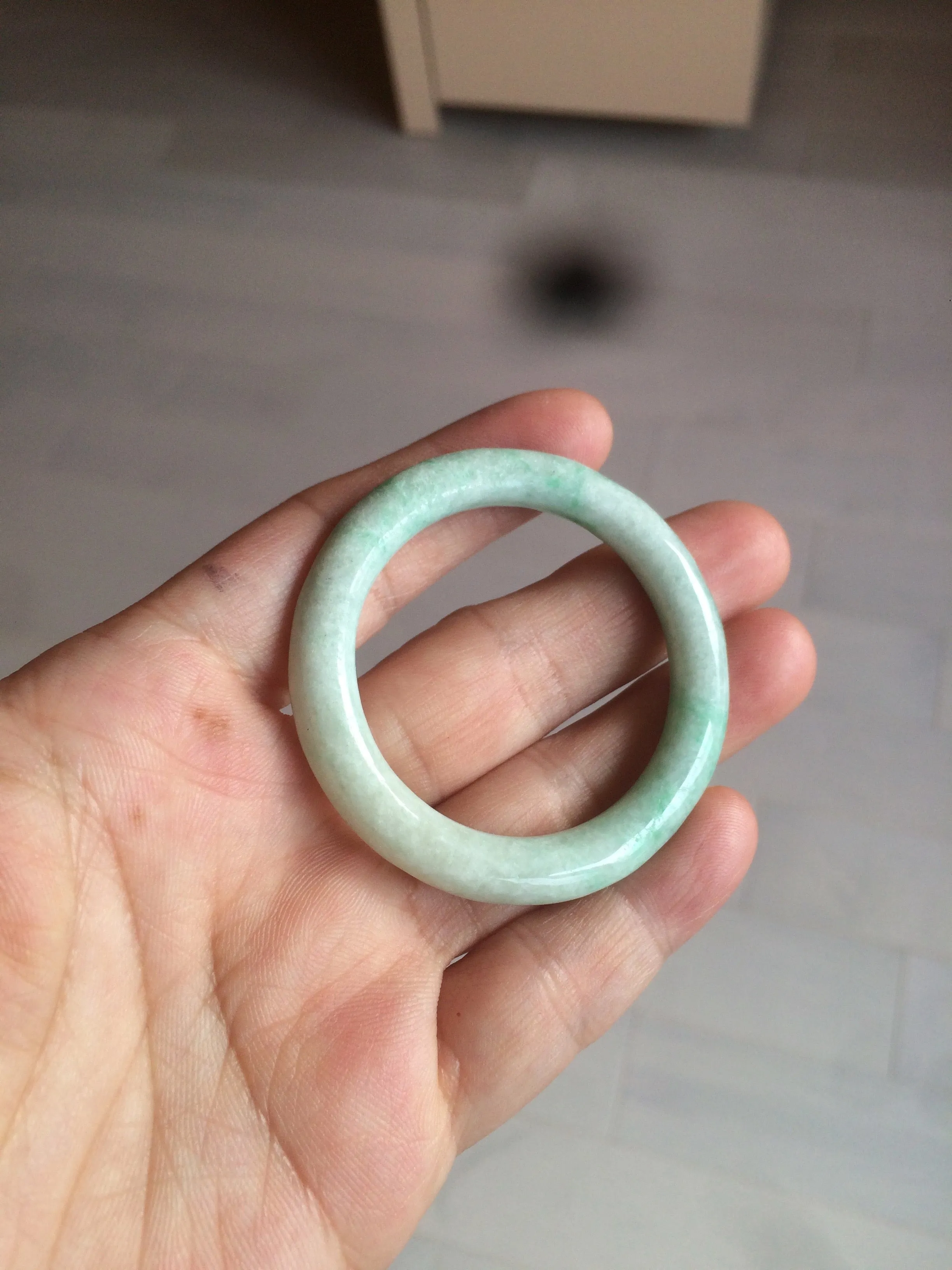 35-38mm Type A 100% Natural sunny green/white Jadeite Jade kids bangle /scarf button group BF100