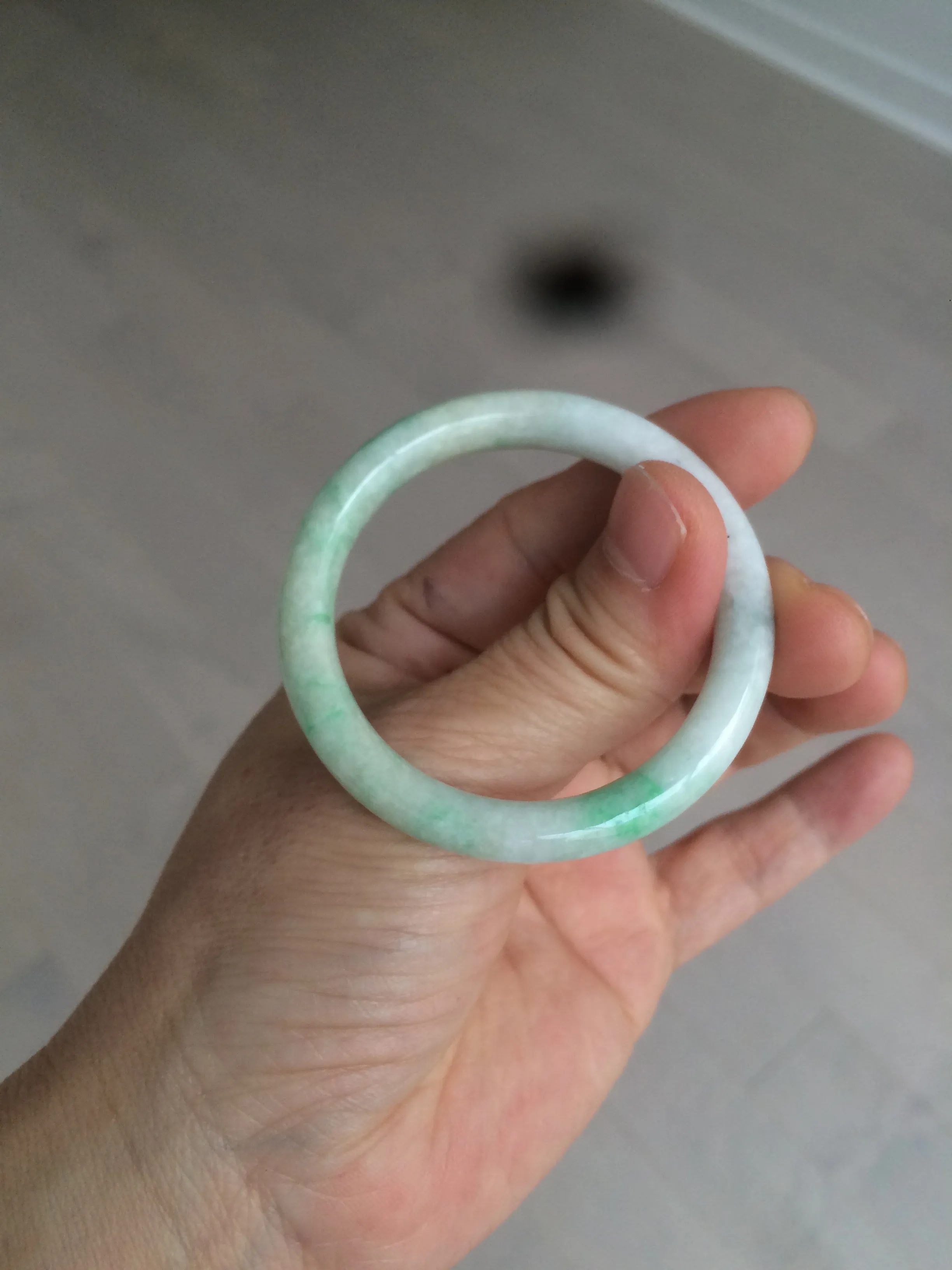 35-38mm Type A 100% Natural sunny green/white Jadeite Jade kids bangle /scarf button group BF100