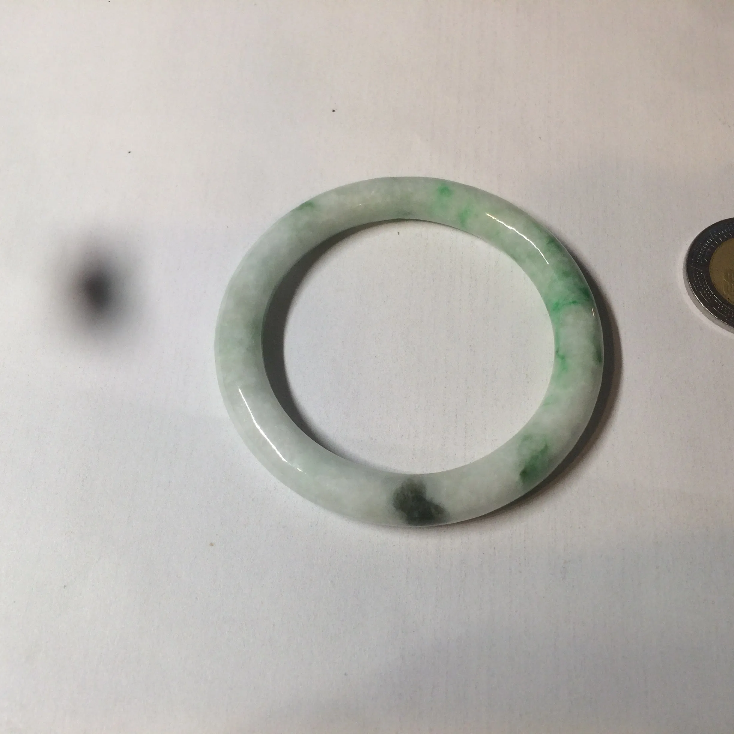 35-38mm Type A 100% Natural sunny green/white Jadeite Jade kids bangle /scarf button group BF100