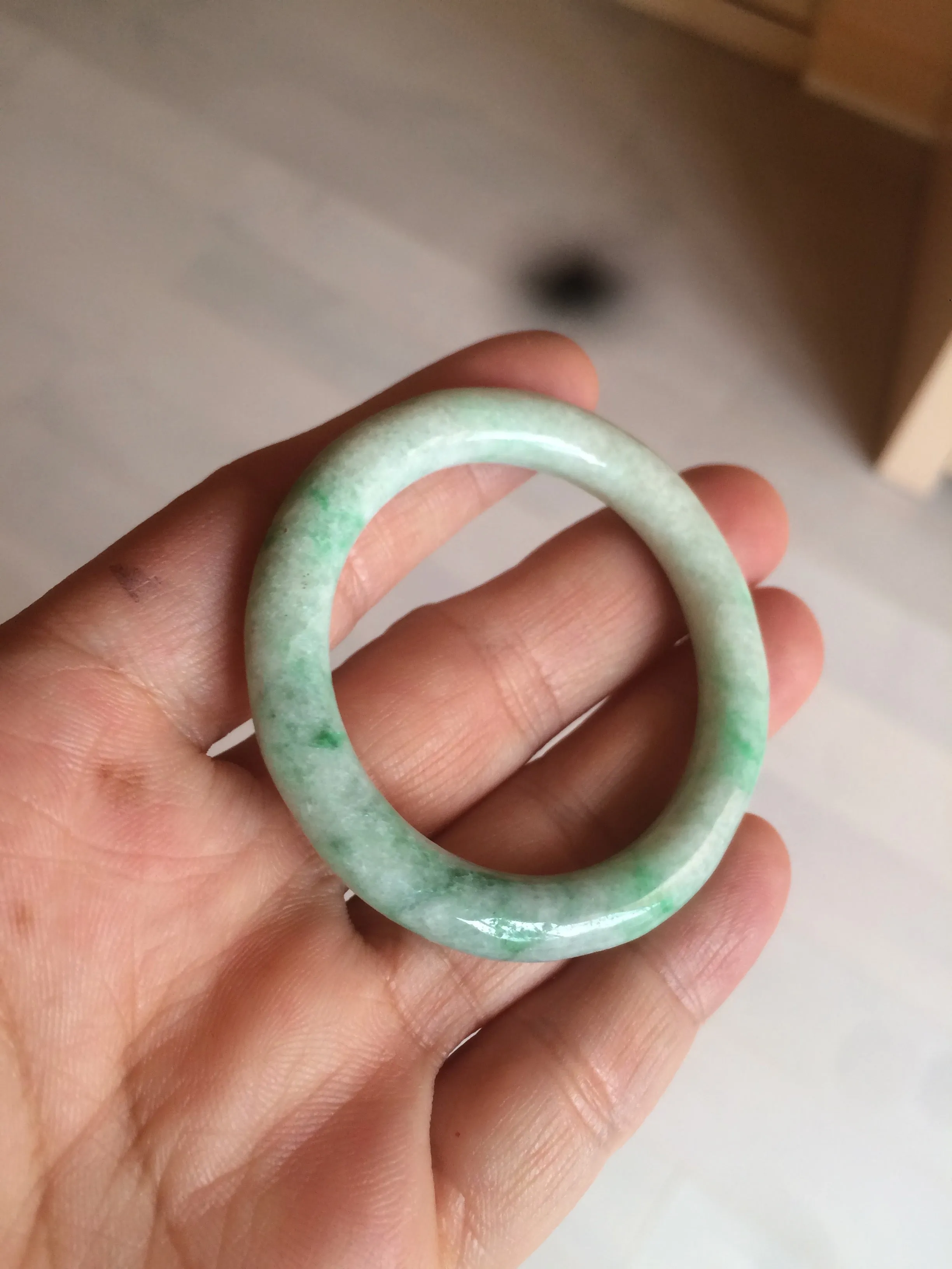 35-38mm Type A 100% Natural sunny green/white Jadeite Jade kids bangle /scarf button group BF100