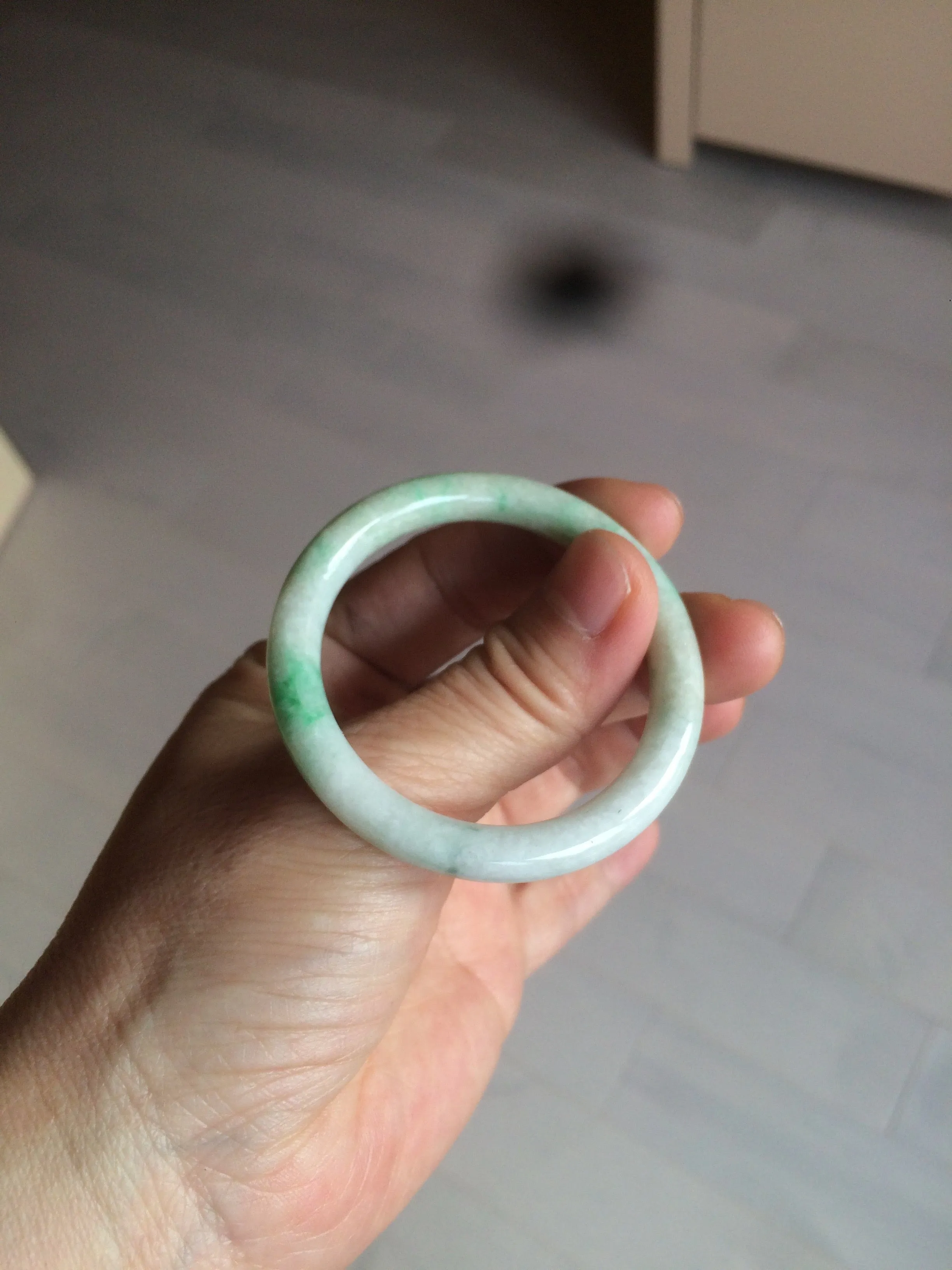 35-38mm Type A 100% Natural sunny green/white Jadeite Jade kids bangle /scarf button group BF100