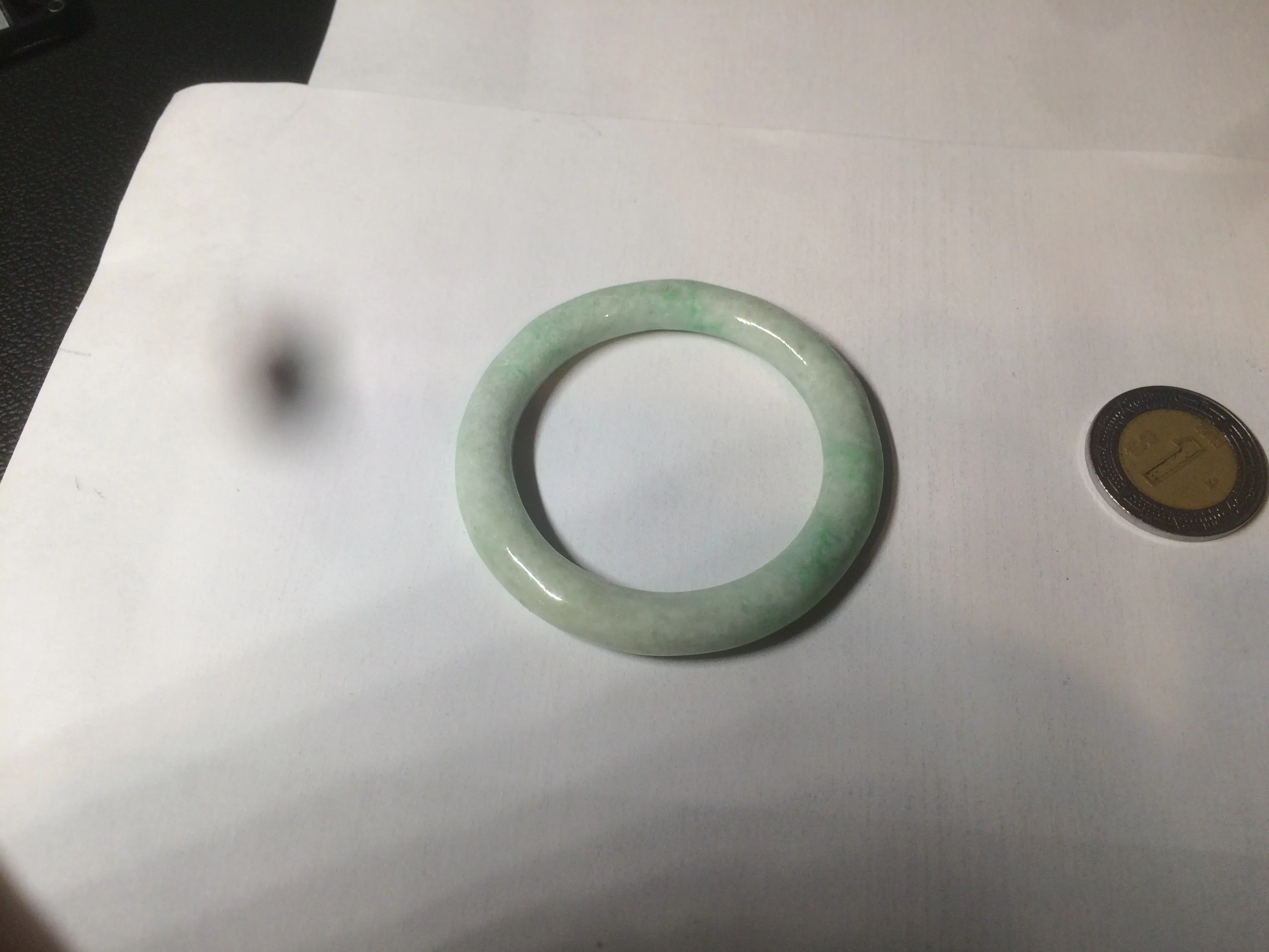 35-38mm Type A 100% Natural sunny green/white Jadeite Jade kids bangle /scarf button group BF100
