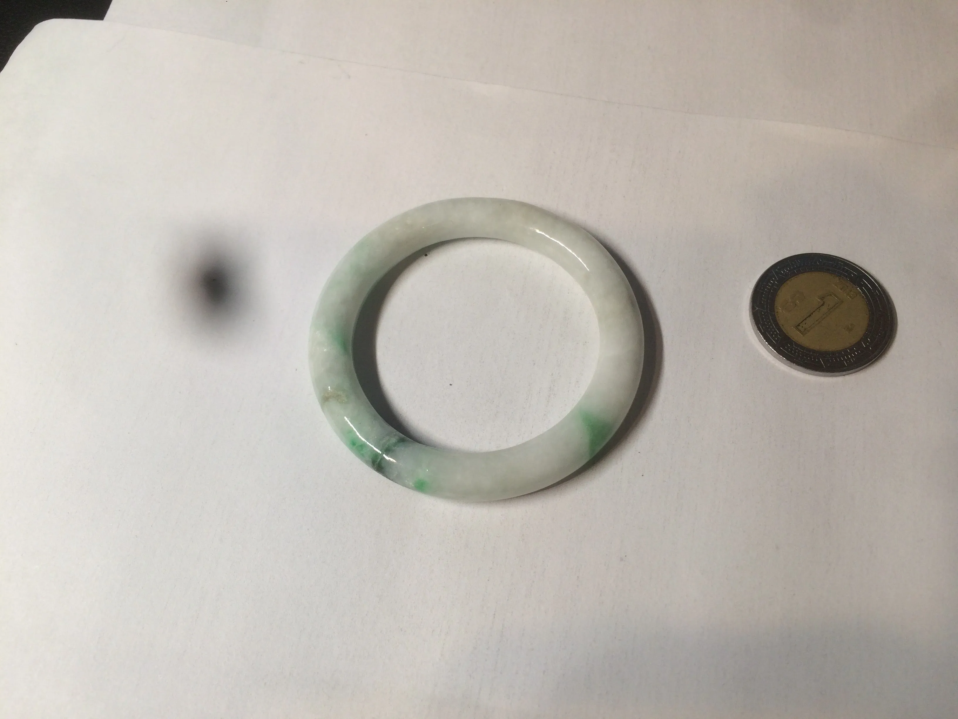 35-38mm Type A 100% Natural sunny green/white Jadeite Jade kids bangle /scarf button group BF100
