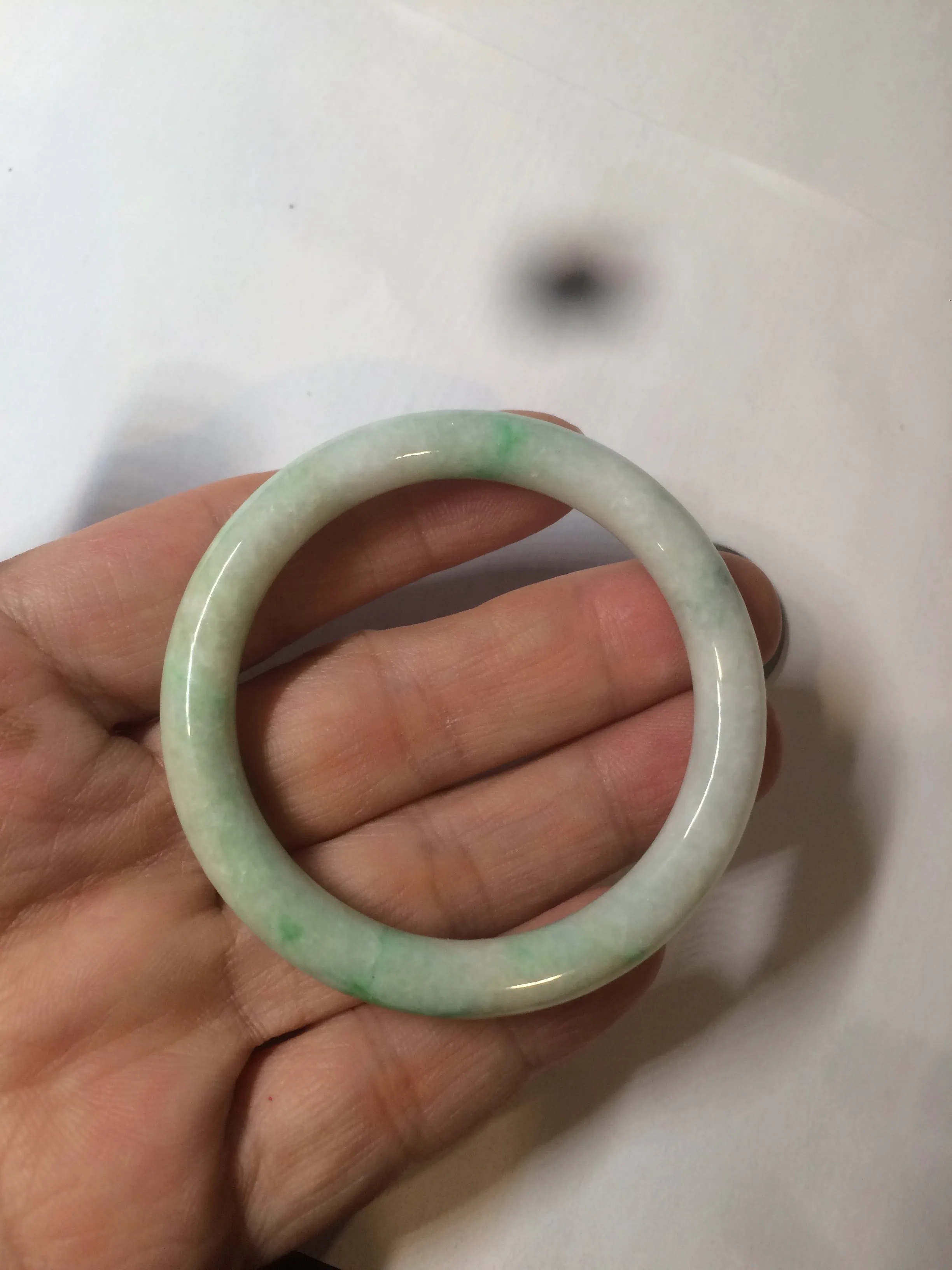 35-38mm Type A 100% Natural sunny green/white Jadeite Jade kids bangle /scarf button group BF100
