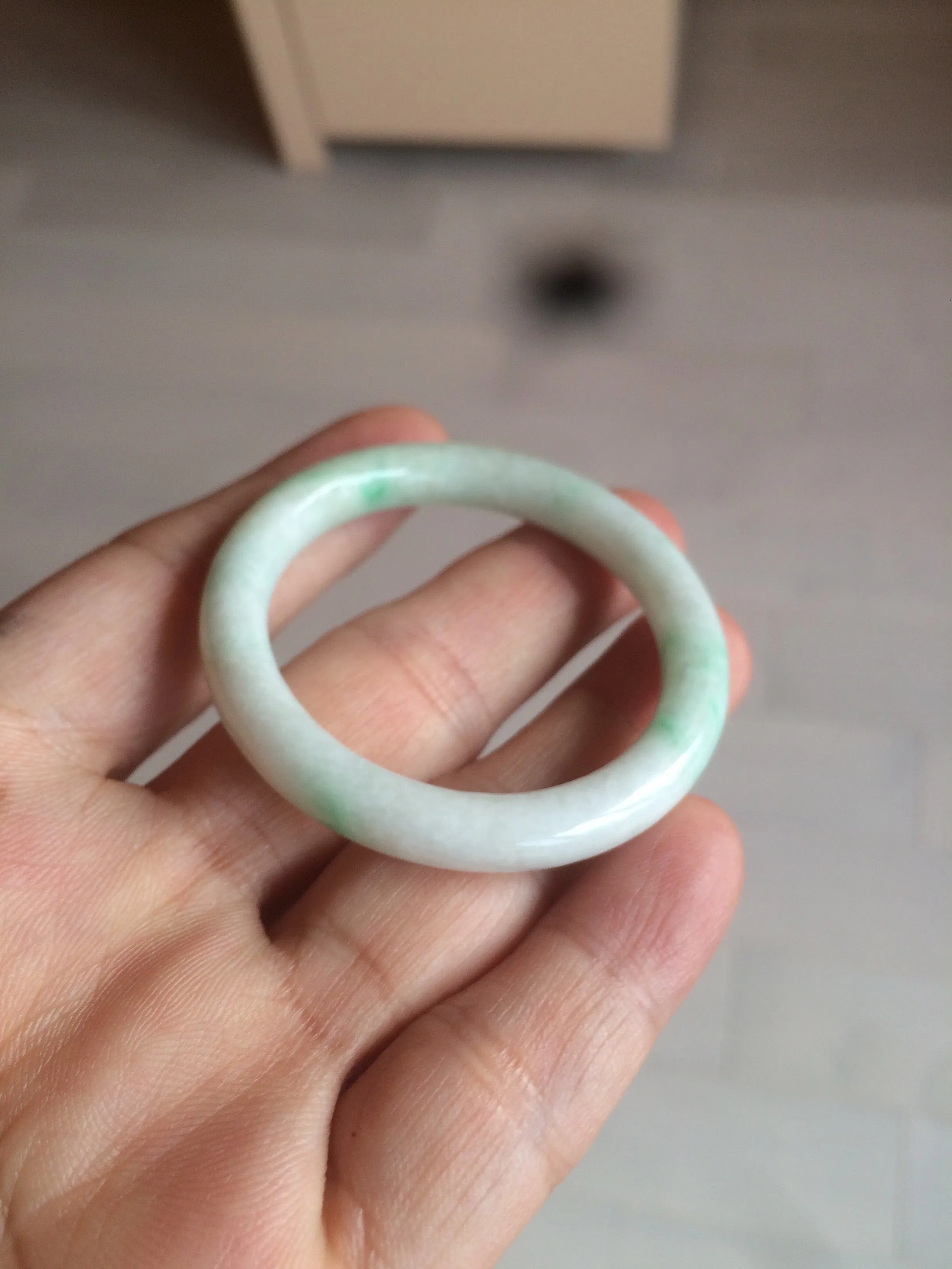35-38mm Type A 100% Natural sunny green/white Jadeite Jade kids bangle /scarf button group BF100