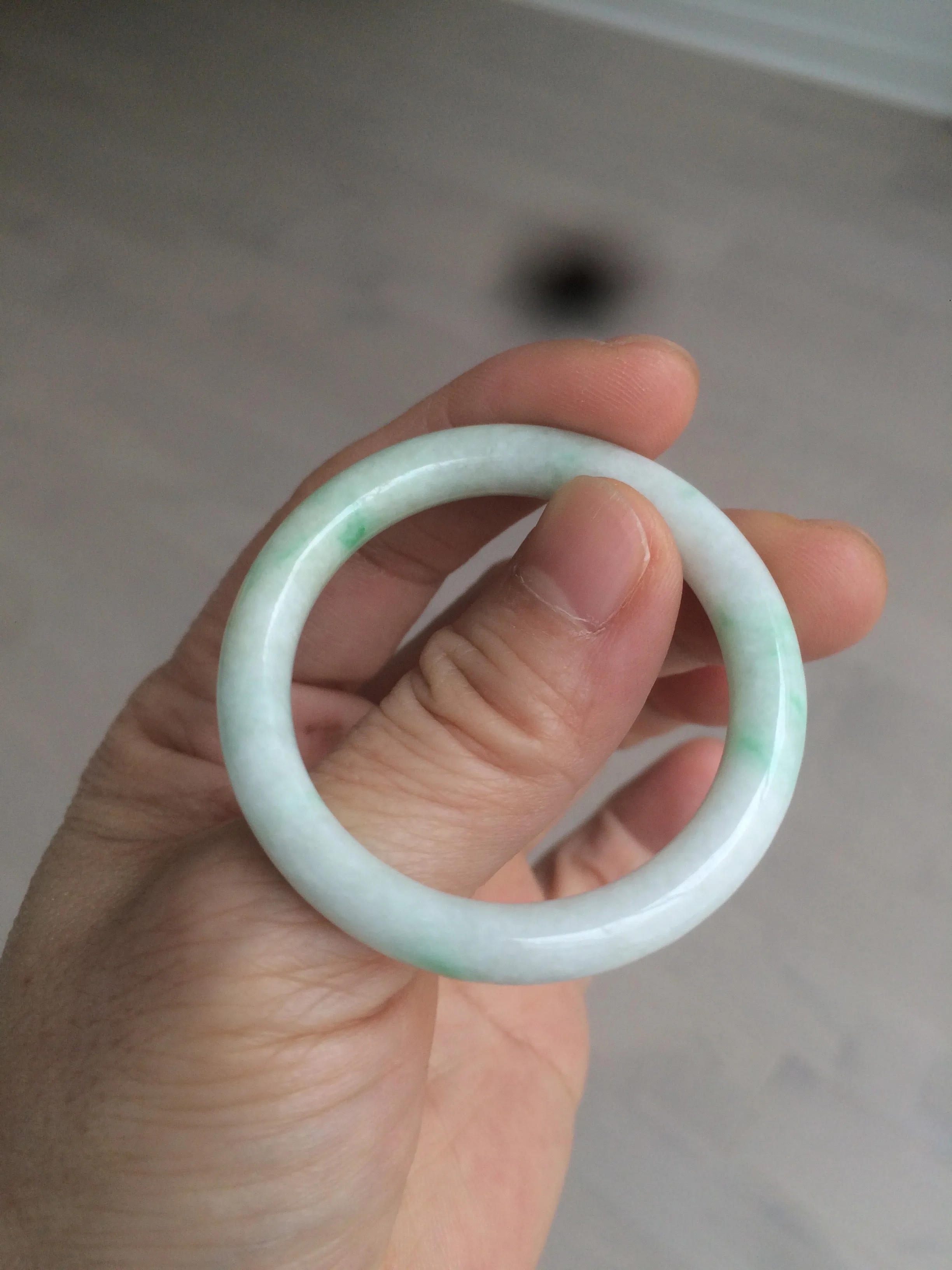 35-38mm Type A 100% Natural sunny green/white Jadeite Jade kids bangle /scarf button group BF100
