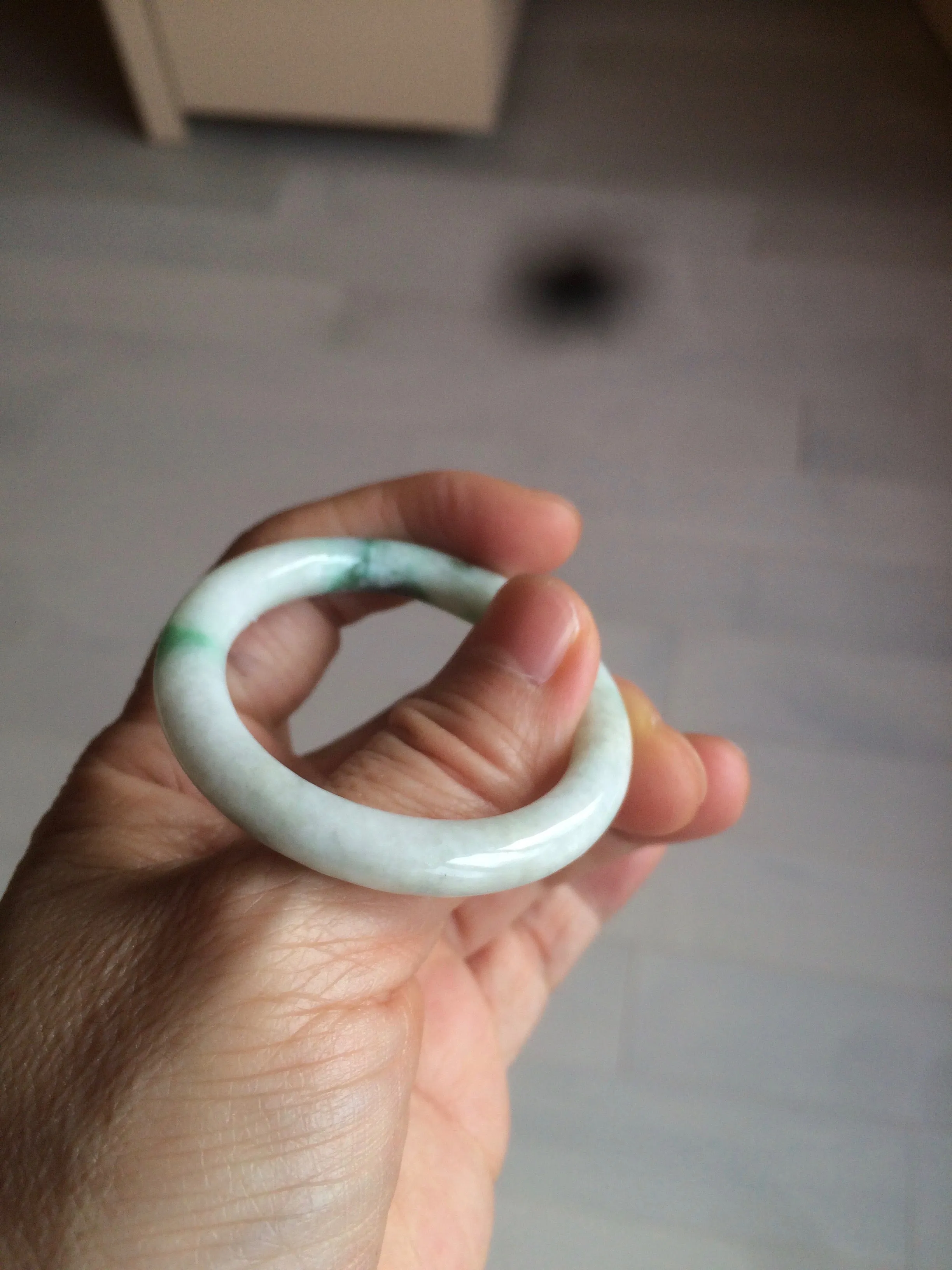 35-38mm Type A 100% Natural sunny green/white Jadeite Jade kids bangle /scarf button group BF100