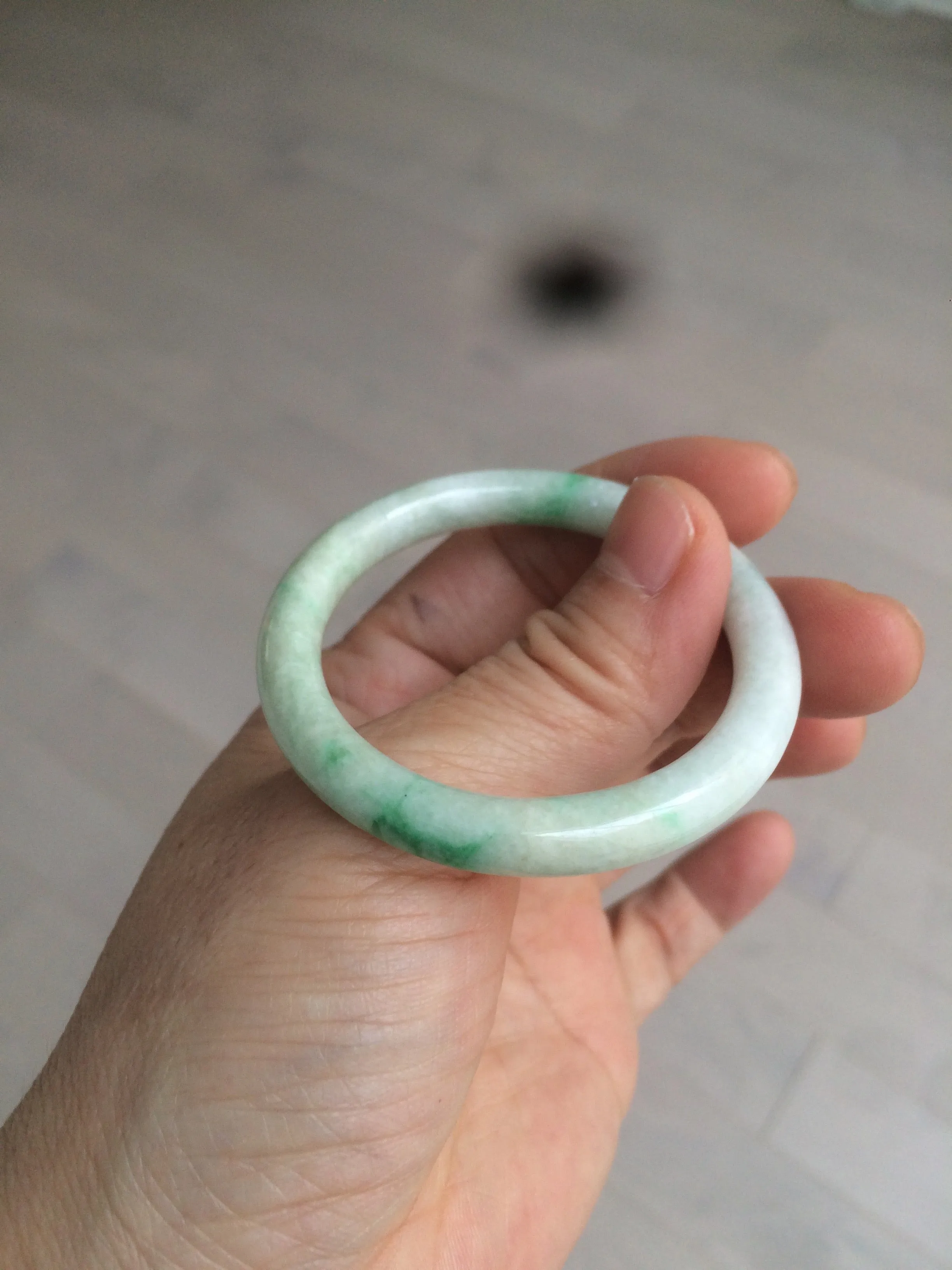 35-38mm Type A 100% Natural sunny green/white Jadeite Jade kids bangle /scarf button group BF100