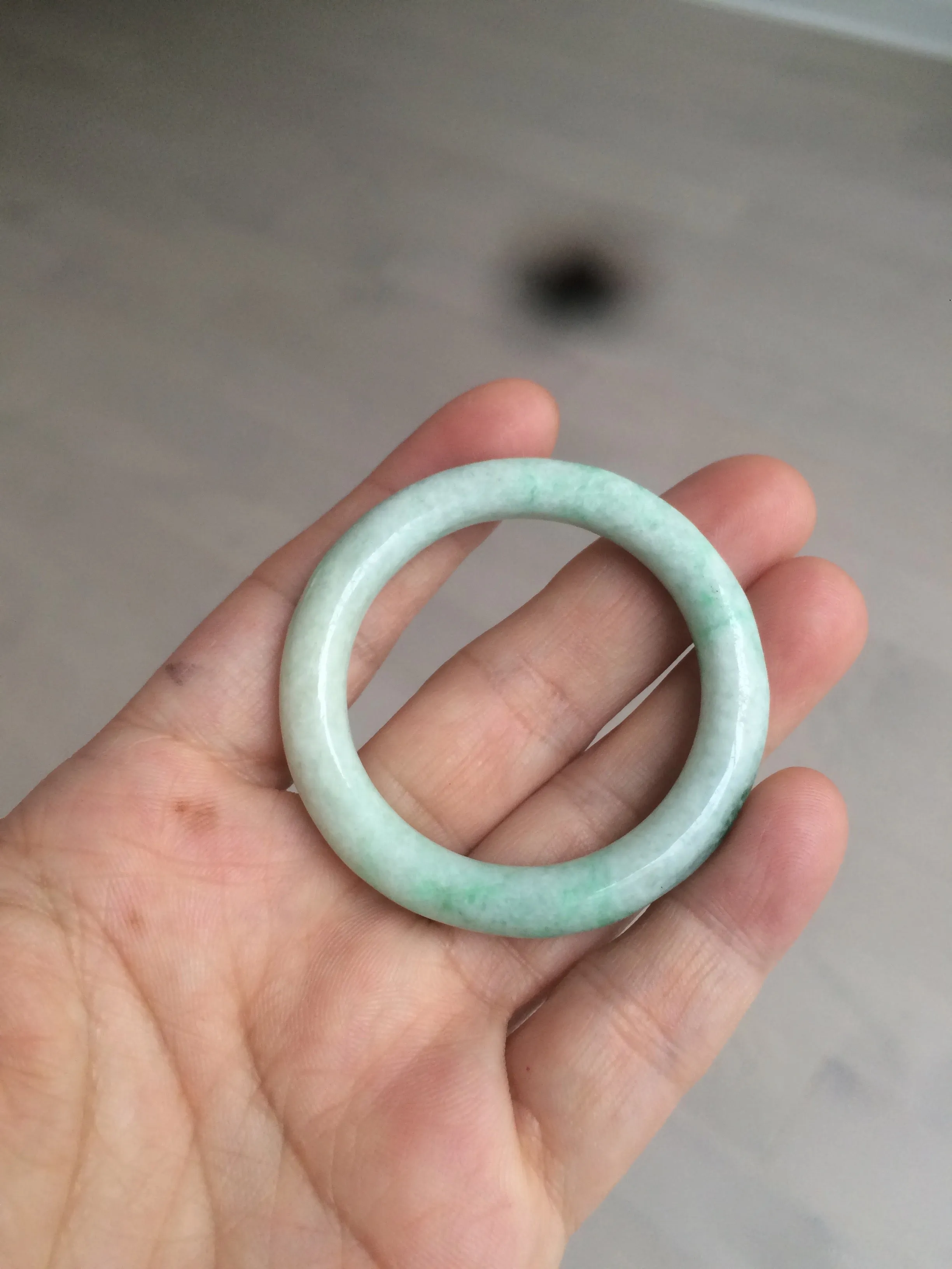 35-38mm Type A 100% Natural sunny green/white Jadeite Jade kids bangle /scarf button group BF100