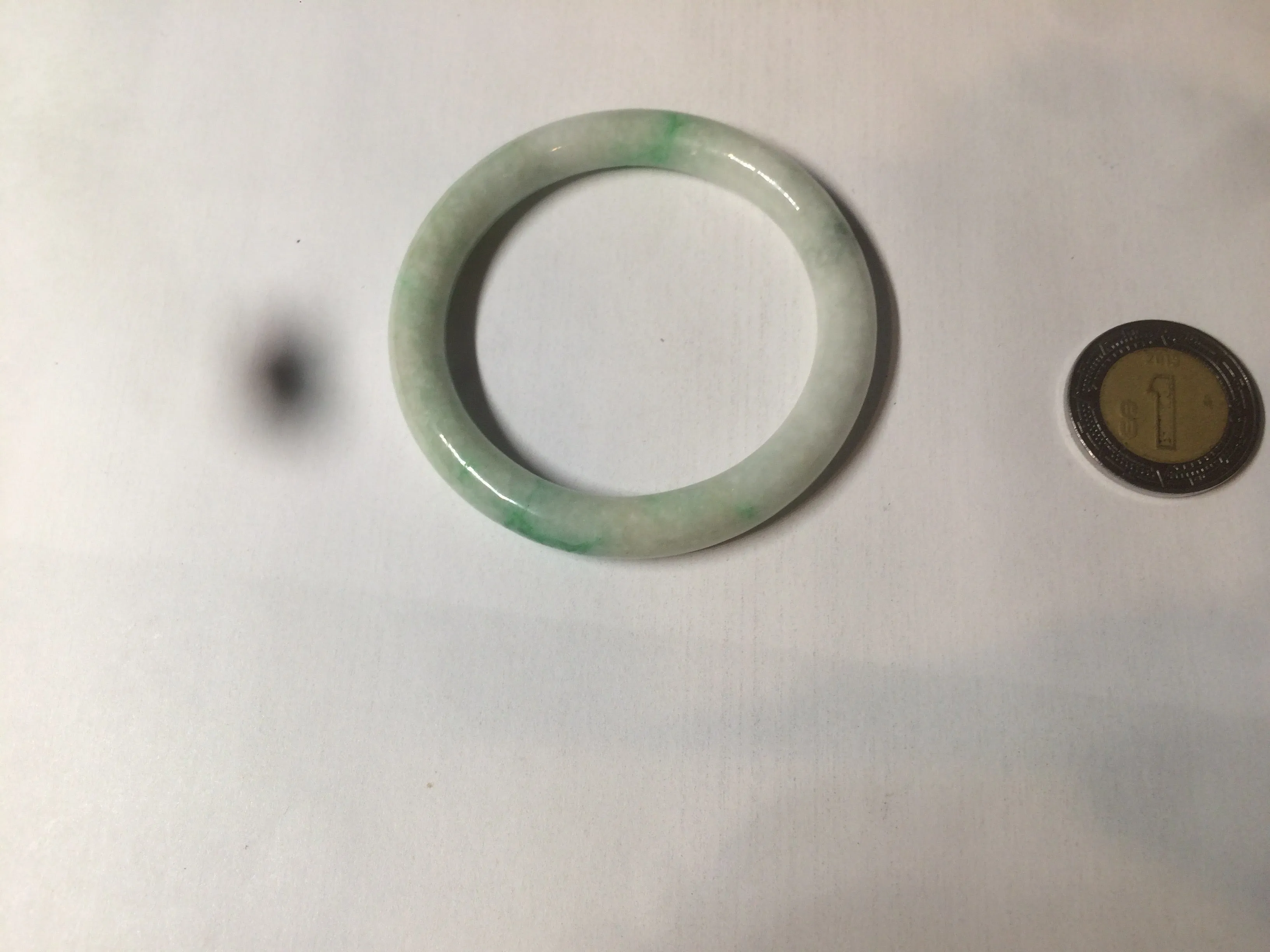 35-38mm Type A 100% Natural sunny green/white Jadeite Jade kids bangle /scarf button group BF100