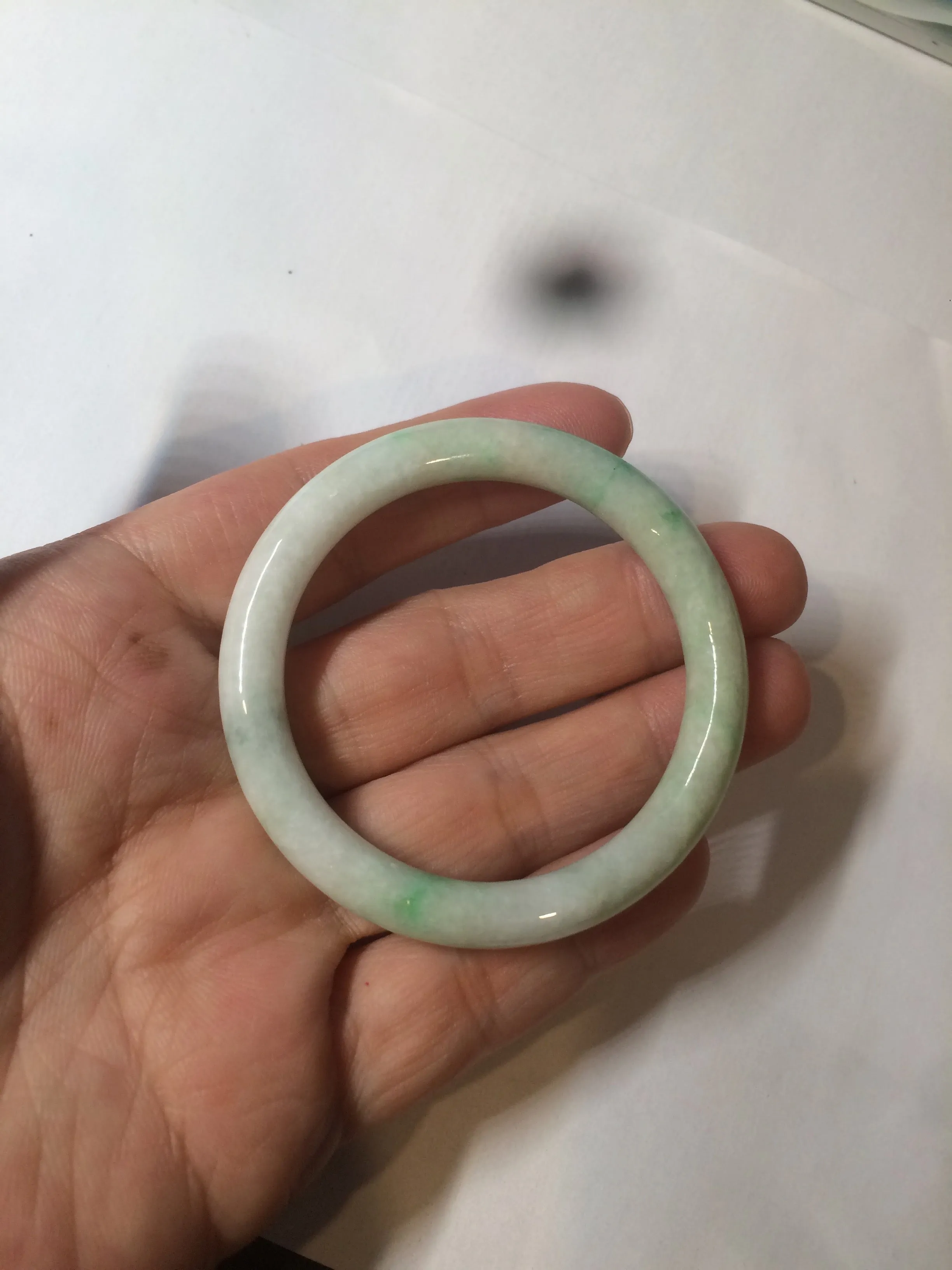 35-38mm Type A 100% Natural sunny green/white Jadeite Jade kids bangle /scarf button group BF100