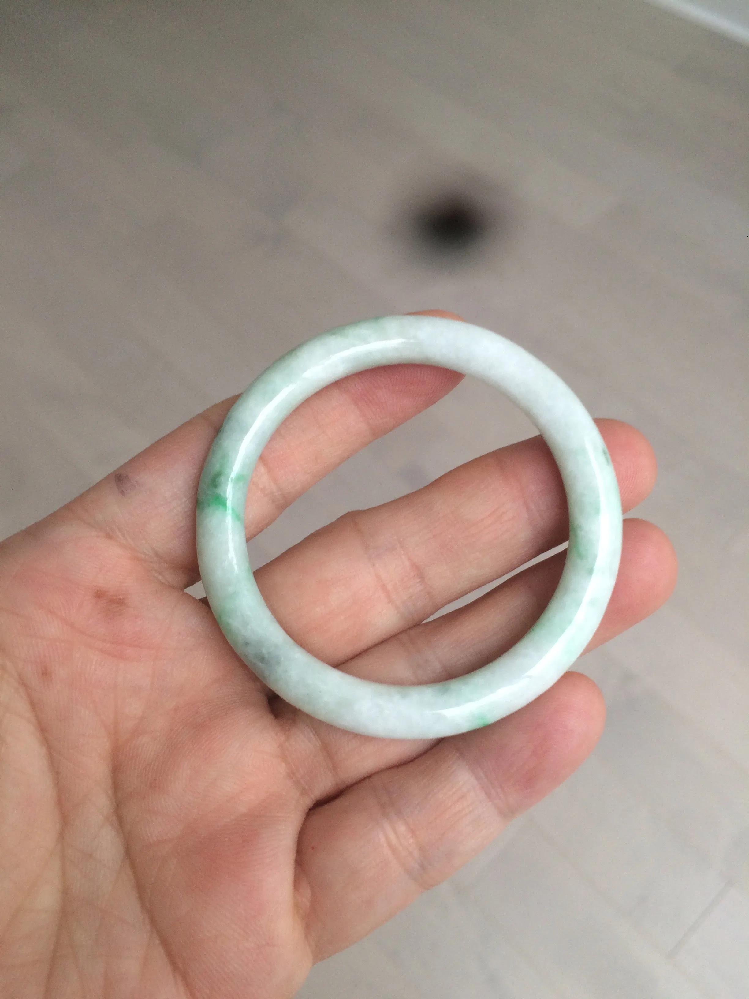 35-38mm Type A 100% Natural sunny green/white Jadeite Jade kids bangle /scarf button group BF100
