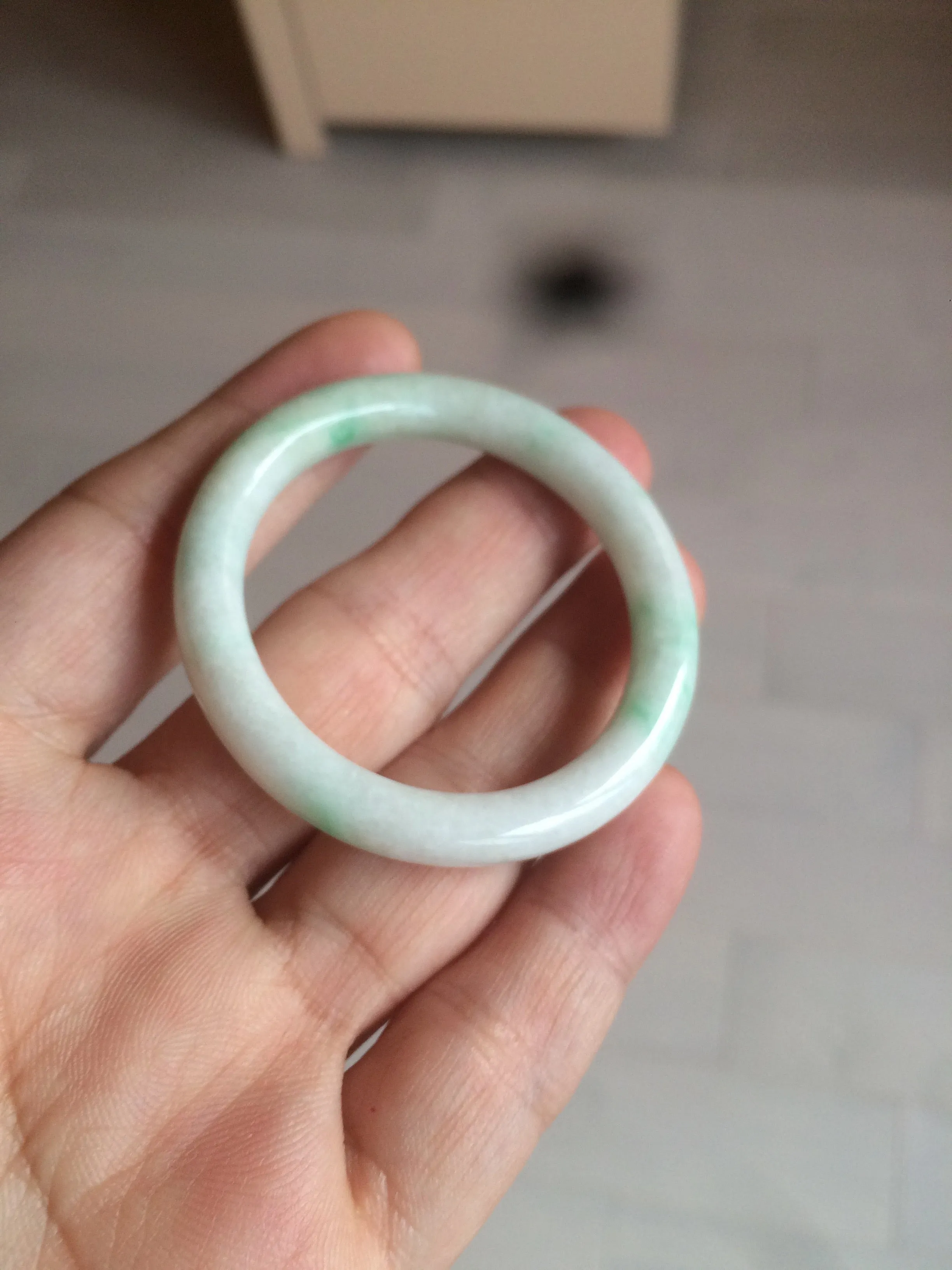 35-38mm Type A 100% Natural sunny green/white Jadeite Jade kids bangle /scarf button group BF100