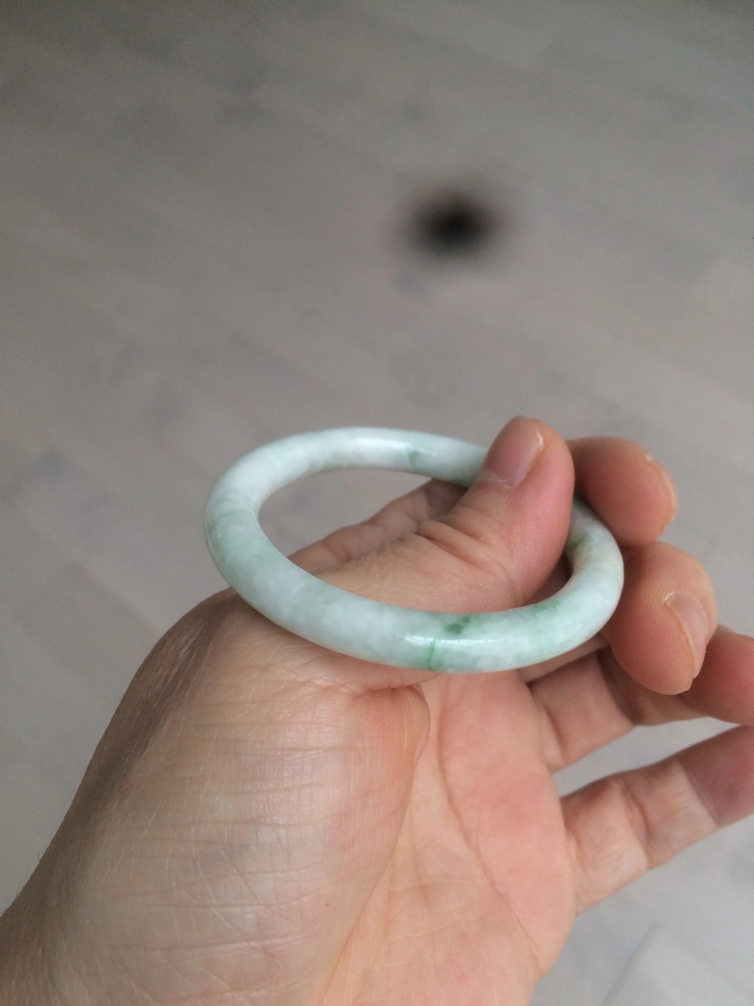 35-38mm Type A 100% Natural sunny green/white Jadeite Jade kids bangle /scarf button group BF100