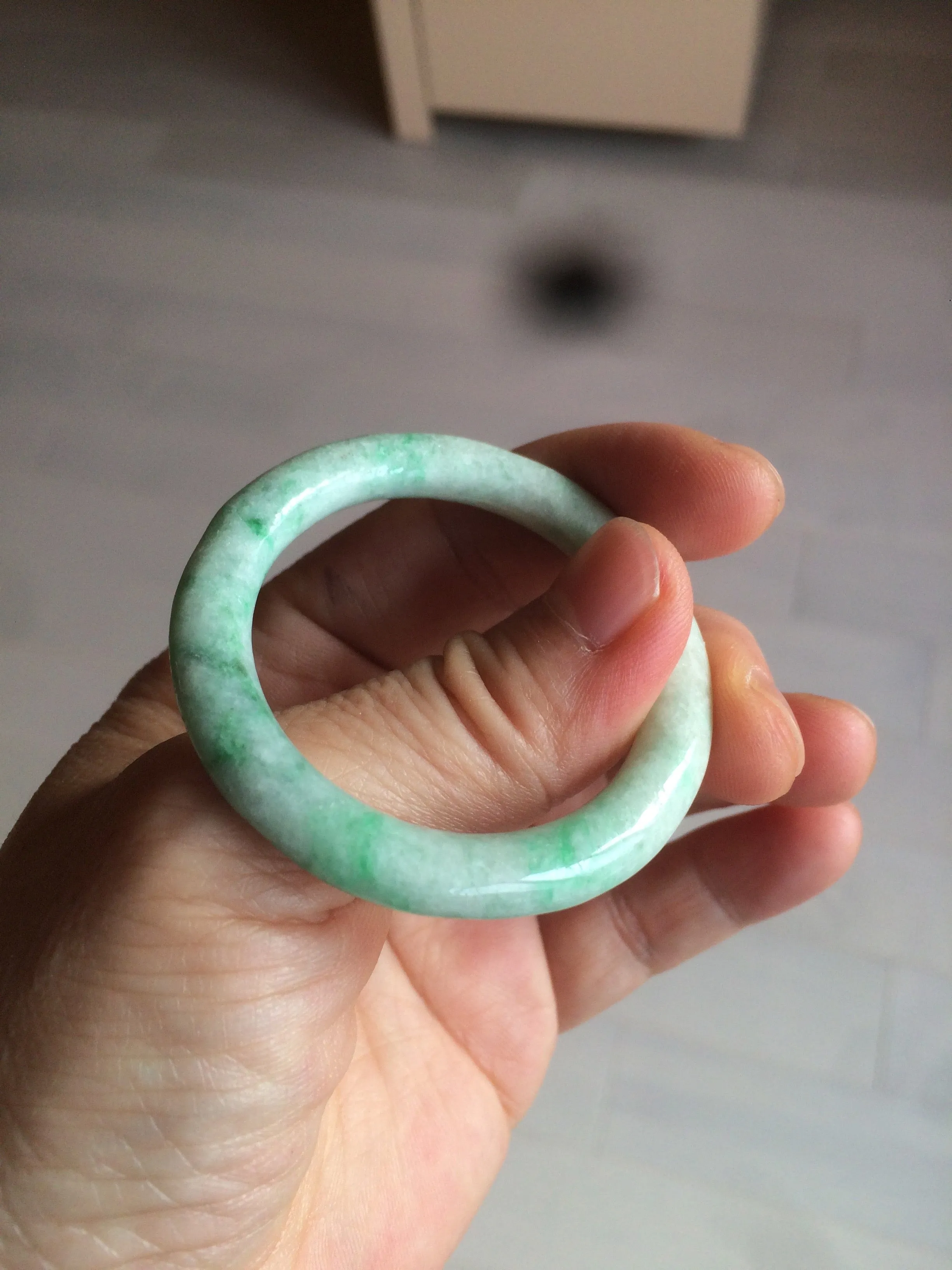 35-38mm Type A 100% Natural sunny green/white Jadeite Jade kids bangle /scarf button group BF100
