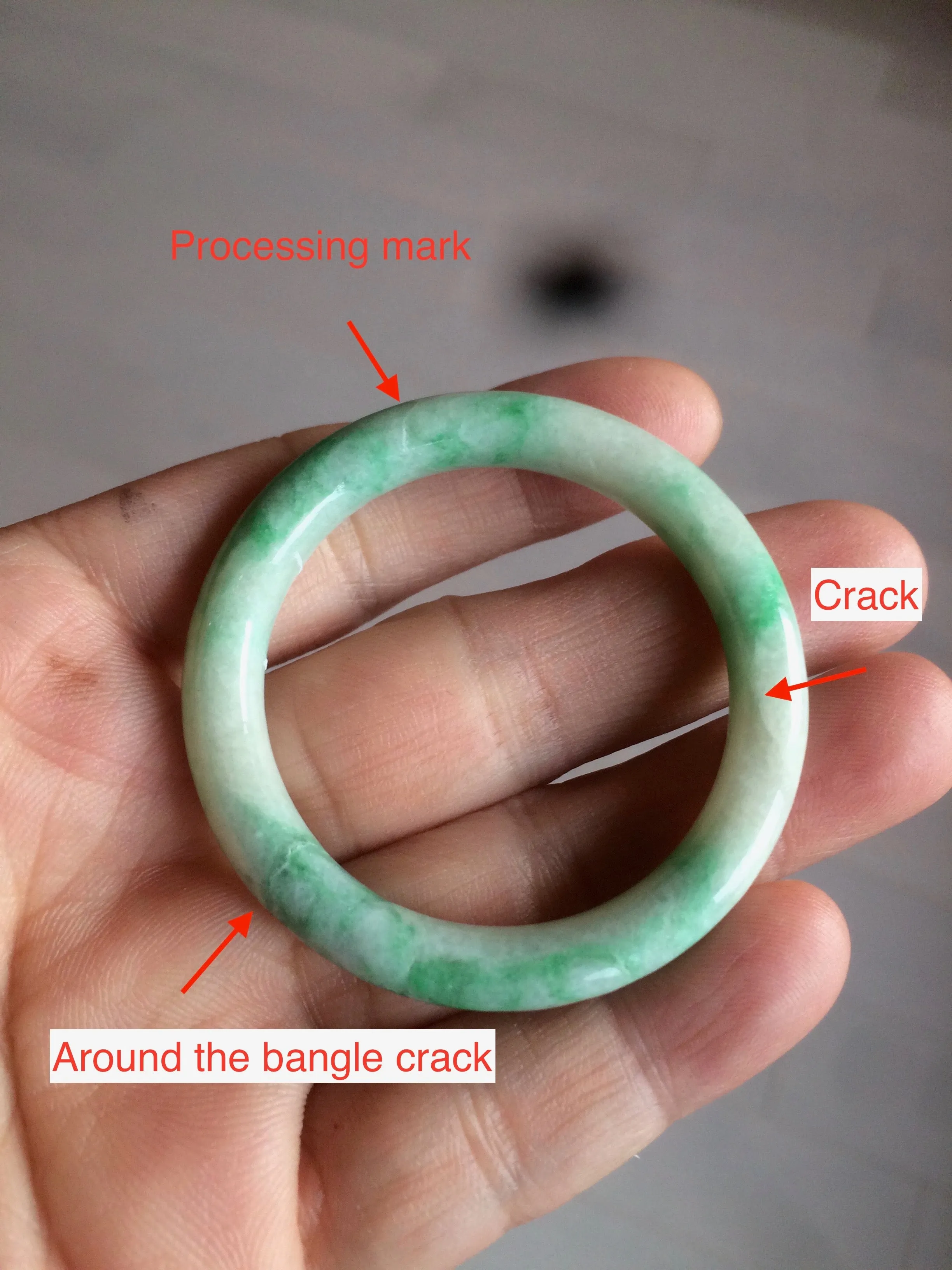 35-38mm Type A 100% Natural sunny green/white Jadeite Jade kids bangle /scarf button group BF100