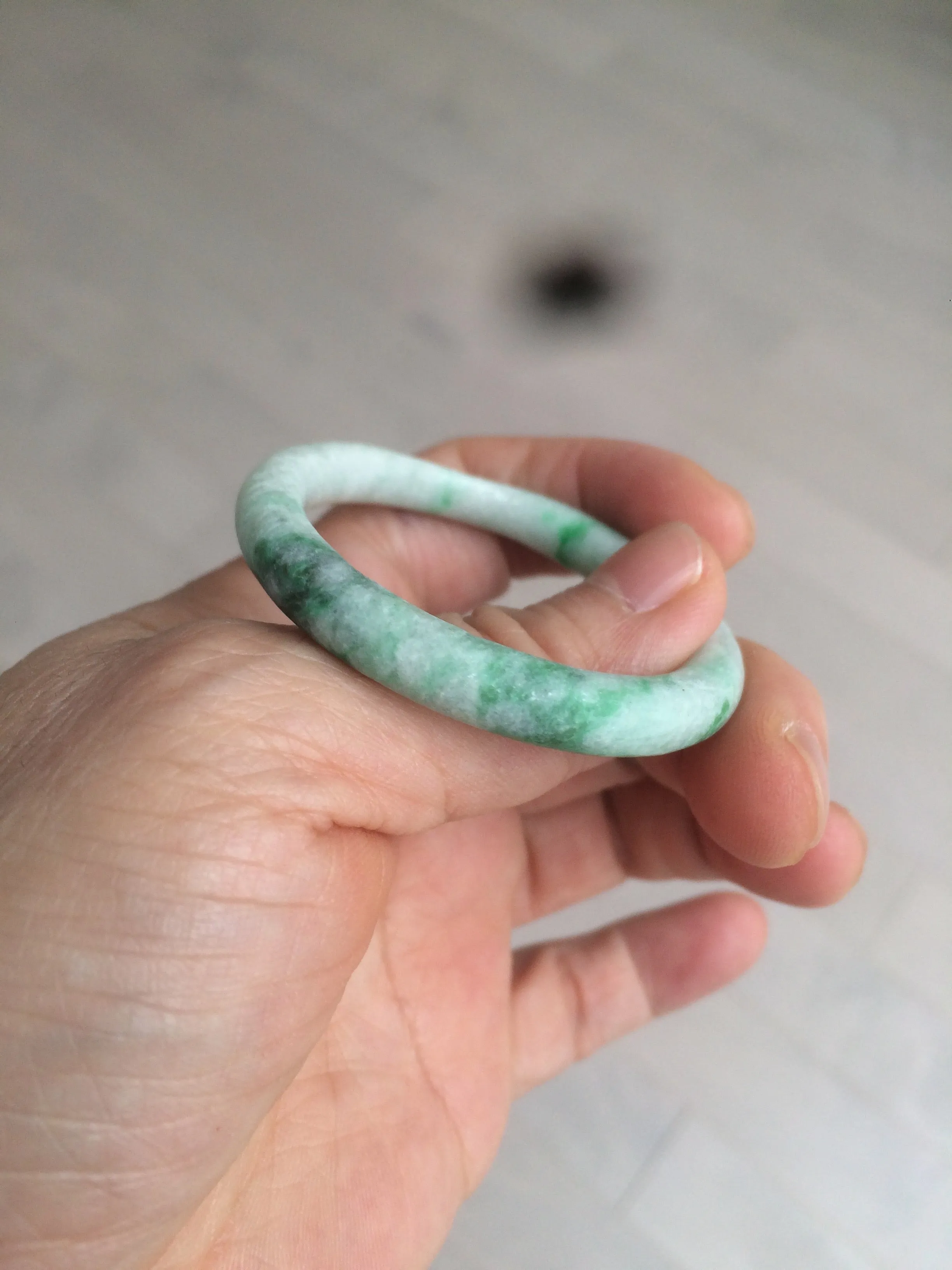 35-38mm Type A 100% Natural sunny green/white Jadeite Jade kids bangle /scarf button group BF100