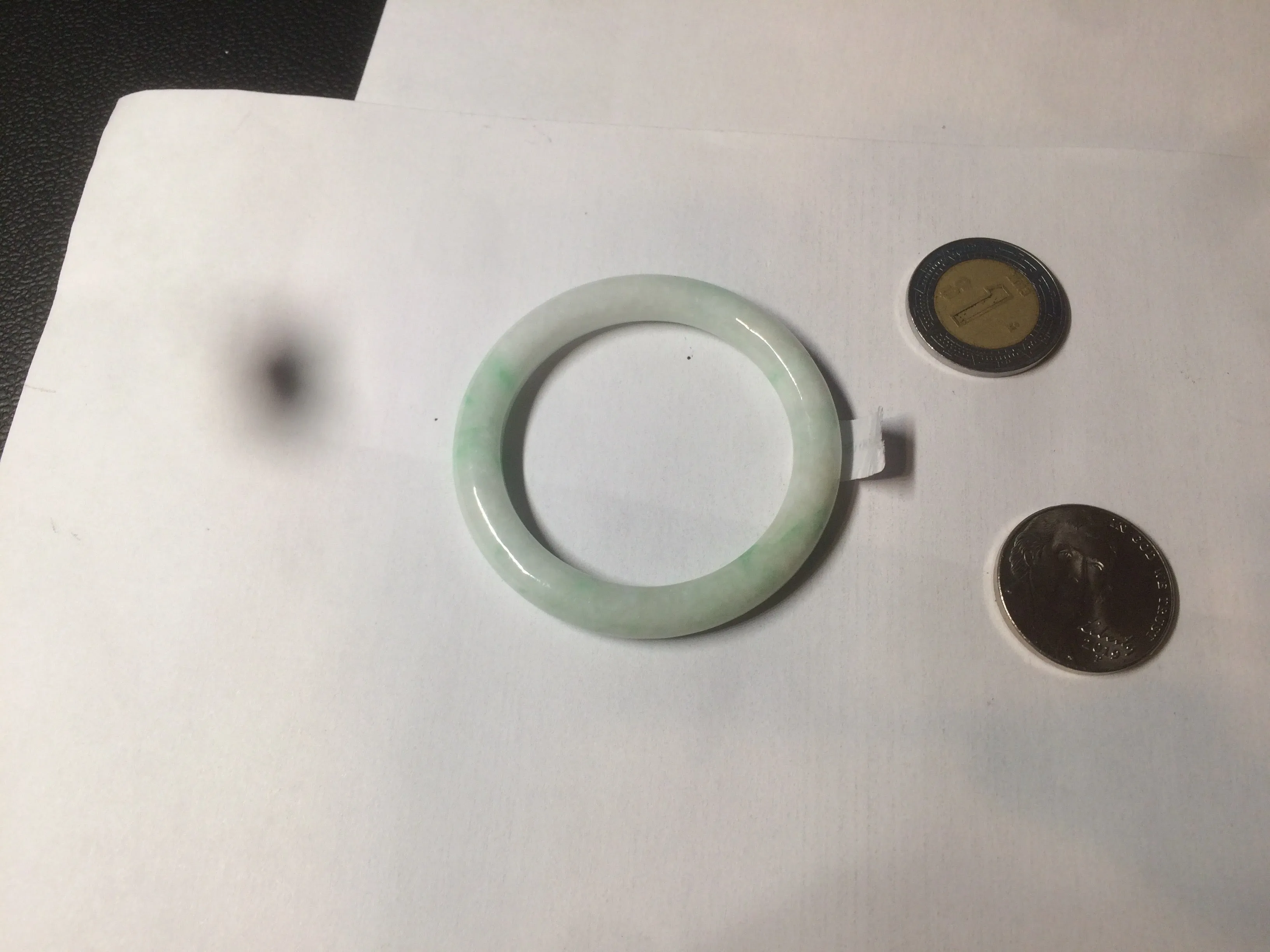 35-38mm Type A 100% Natural sunny green/white Jadeite Jade kids bangle /scarf button group BF100