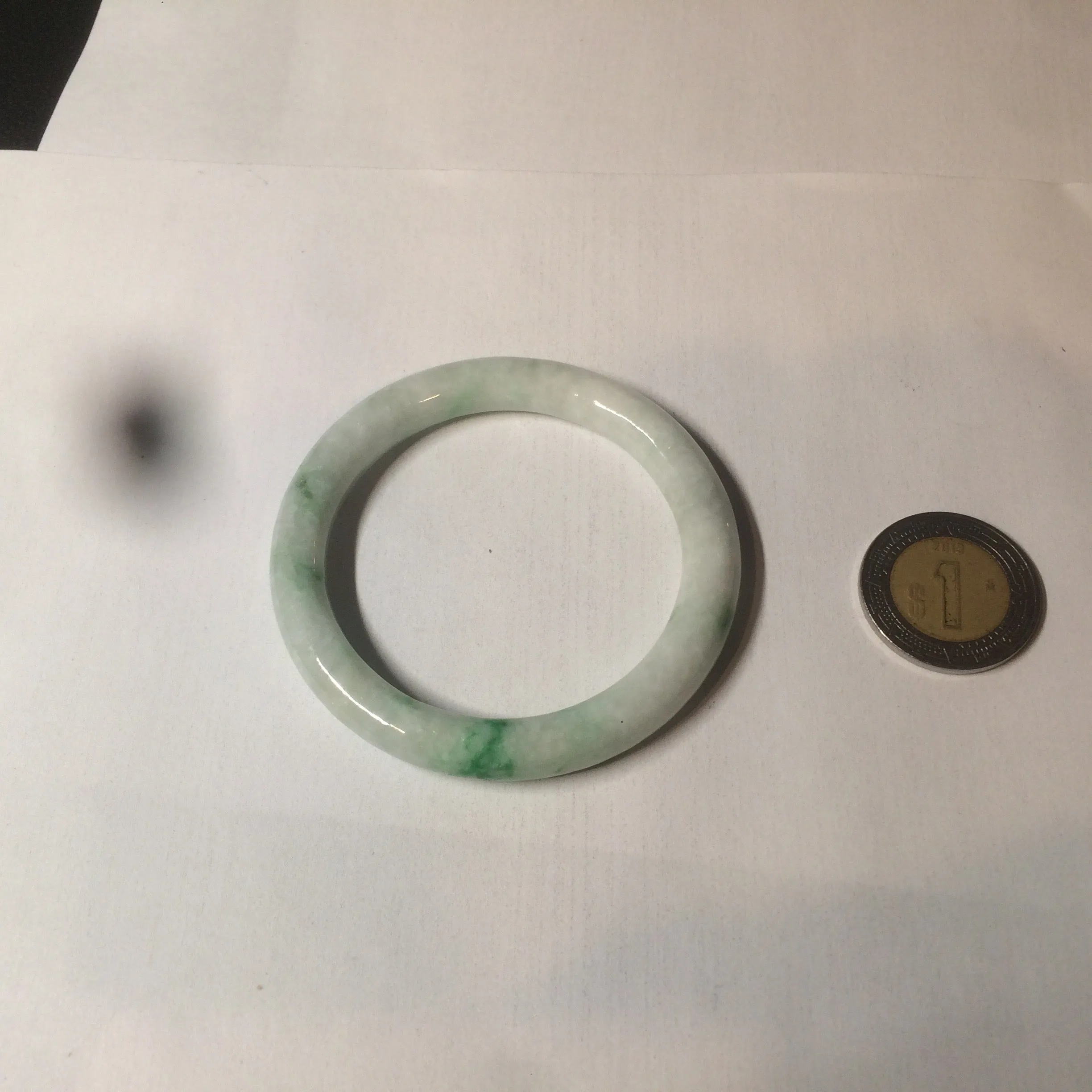 35-38mm Type A 100% Natural sunny green/white Jadeite Jade kids bangle /scarf button group BF100