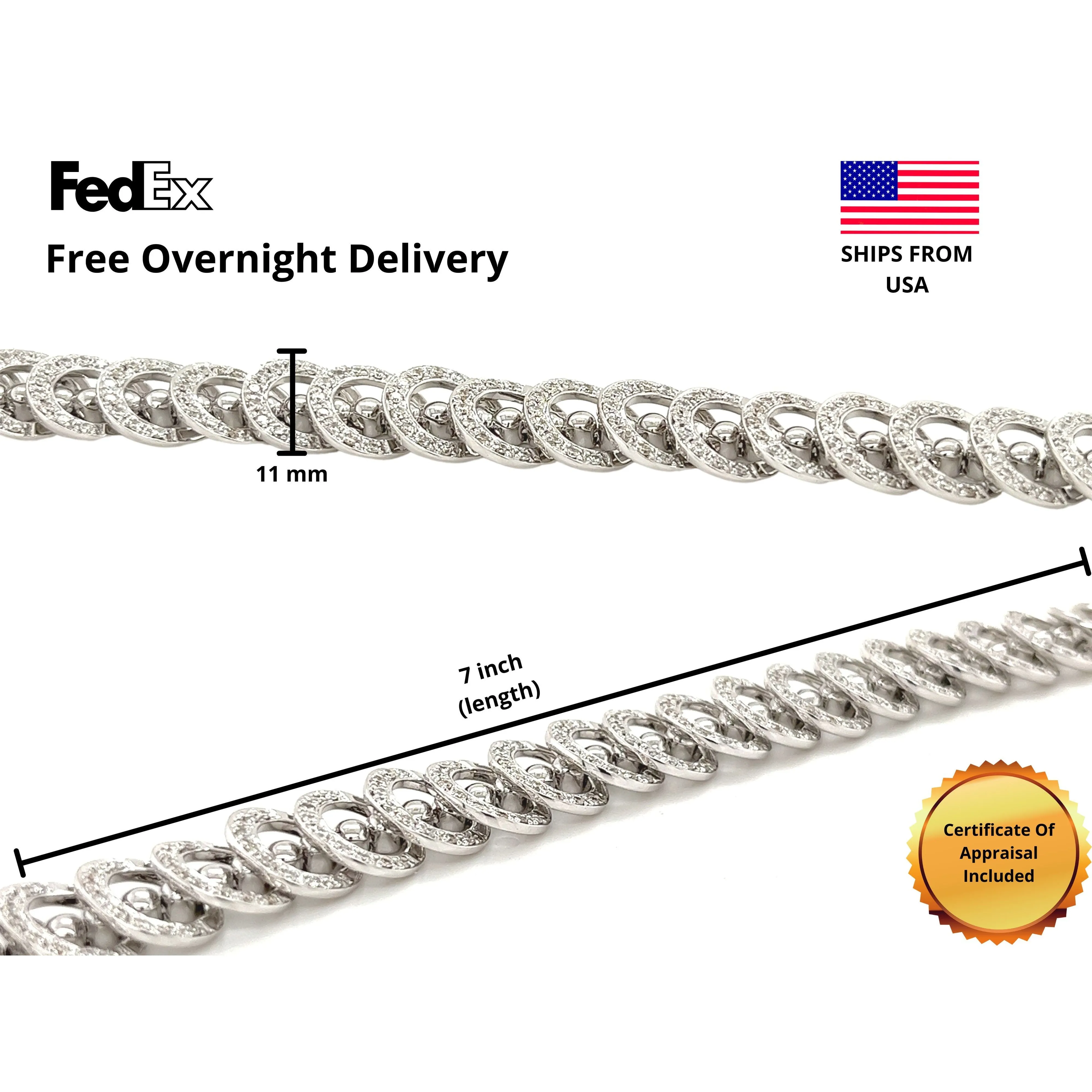 3.50CT TW Natural Diamond Connecting Circles Link 18K Gold Bracelet