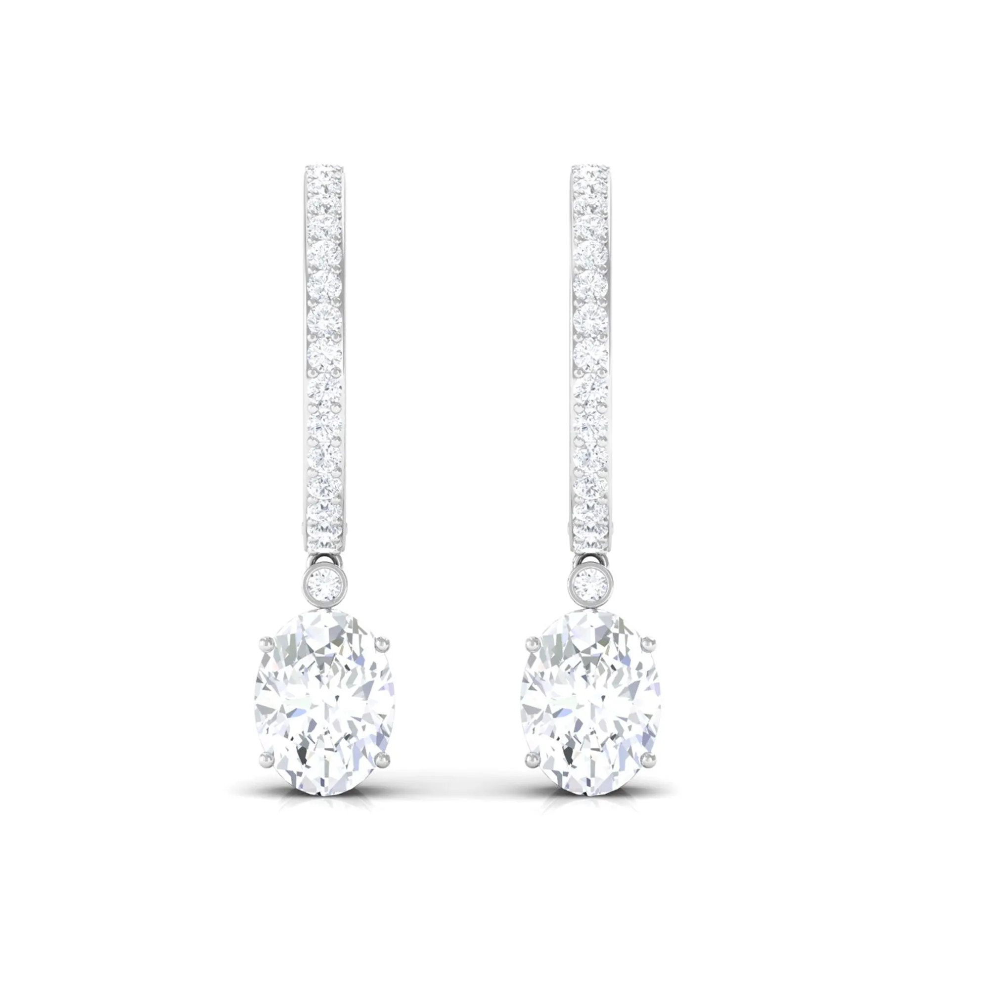 4.75 CT Oval and Round Zircon Hoop Drop Earrings in Gold