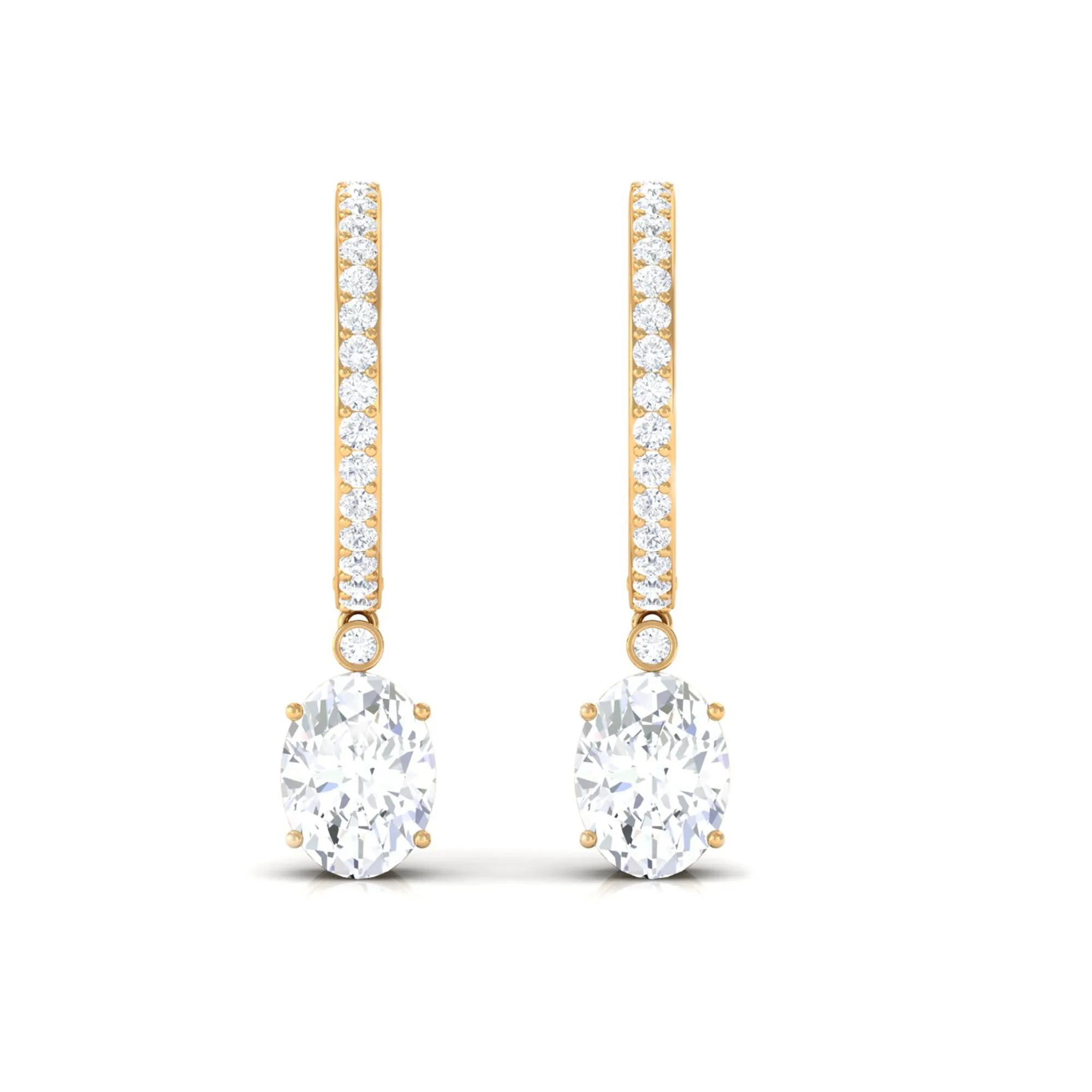 4.75 CT Oval and Round Zircon Hoop Drop Earrings in Gold