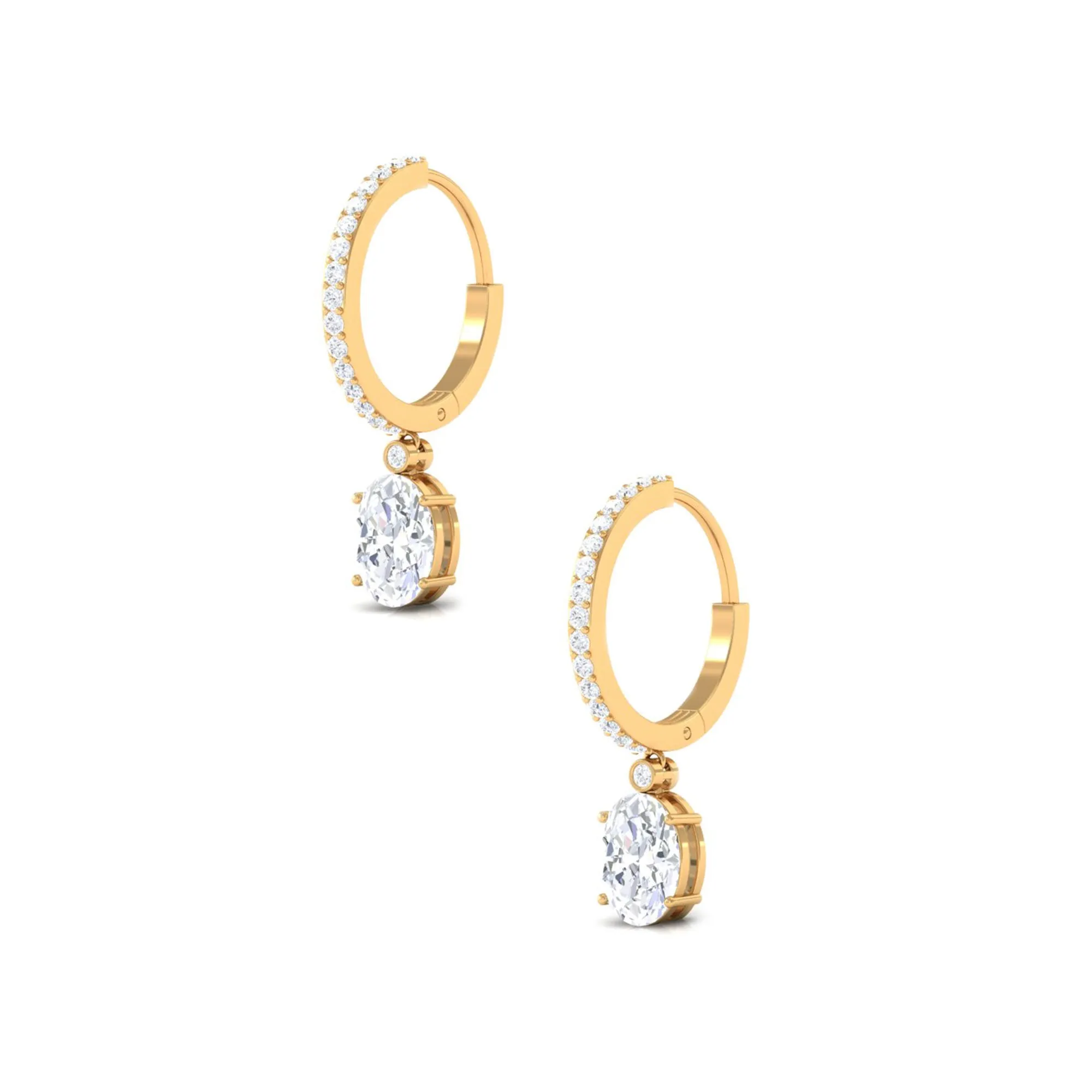 4.75 CT Oval and Round Zircon Hoop Drop Earrings in Gold