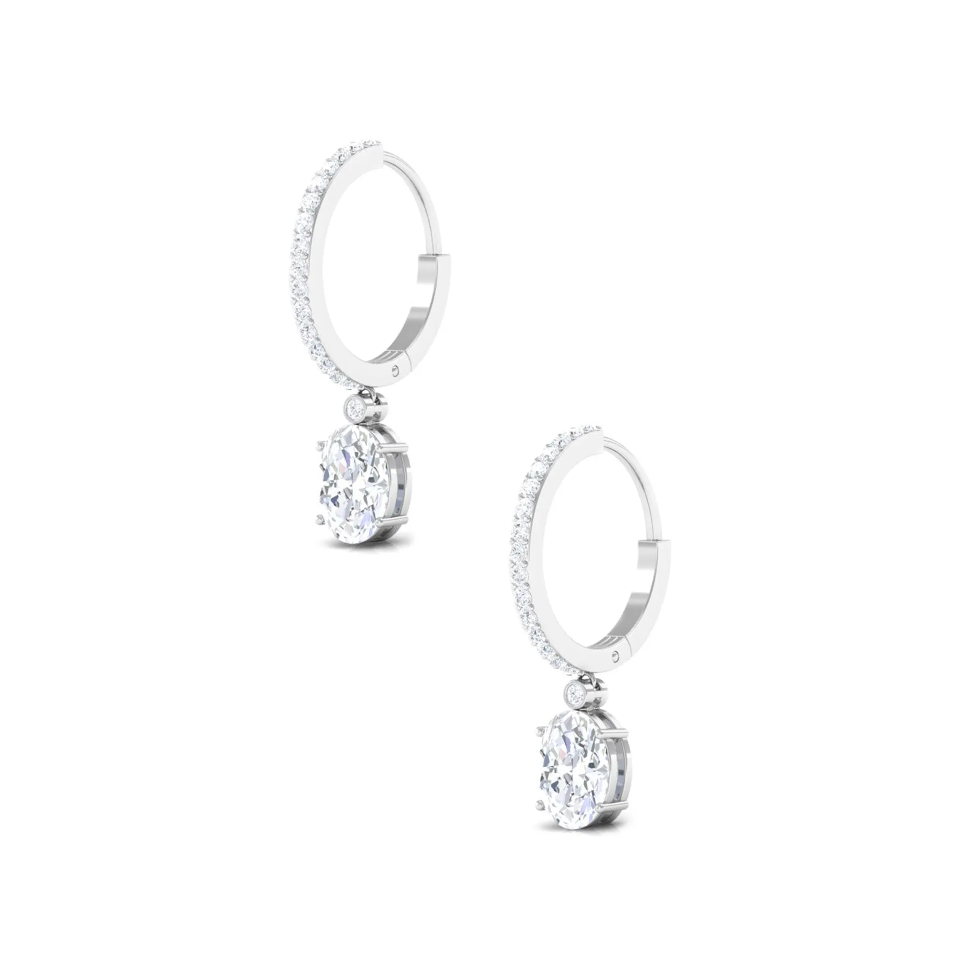 4.75 CT Oval and Round Zircon Hoop Drop Earrings in Gold