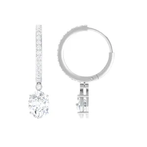 4.75 CT Oval and Round Zircon Hoop Drop Earrings in Gold
