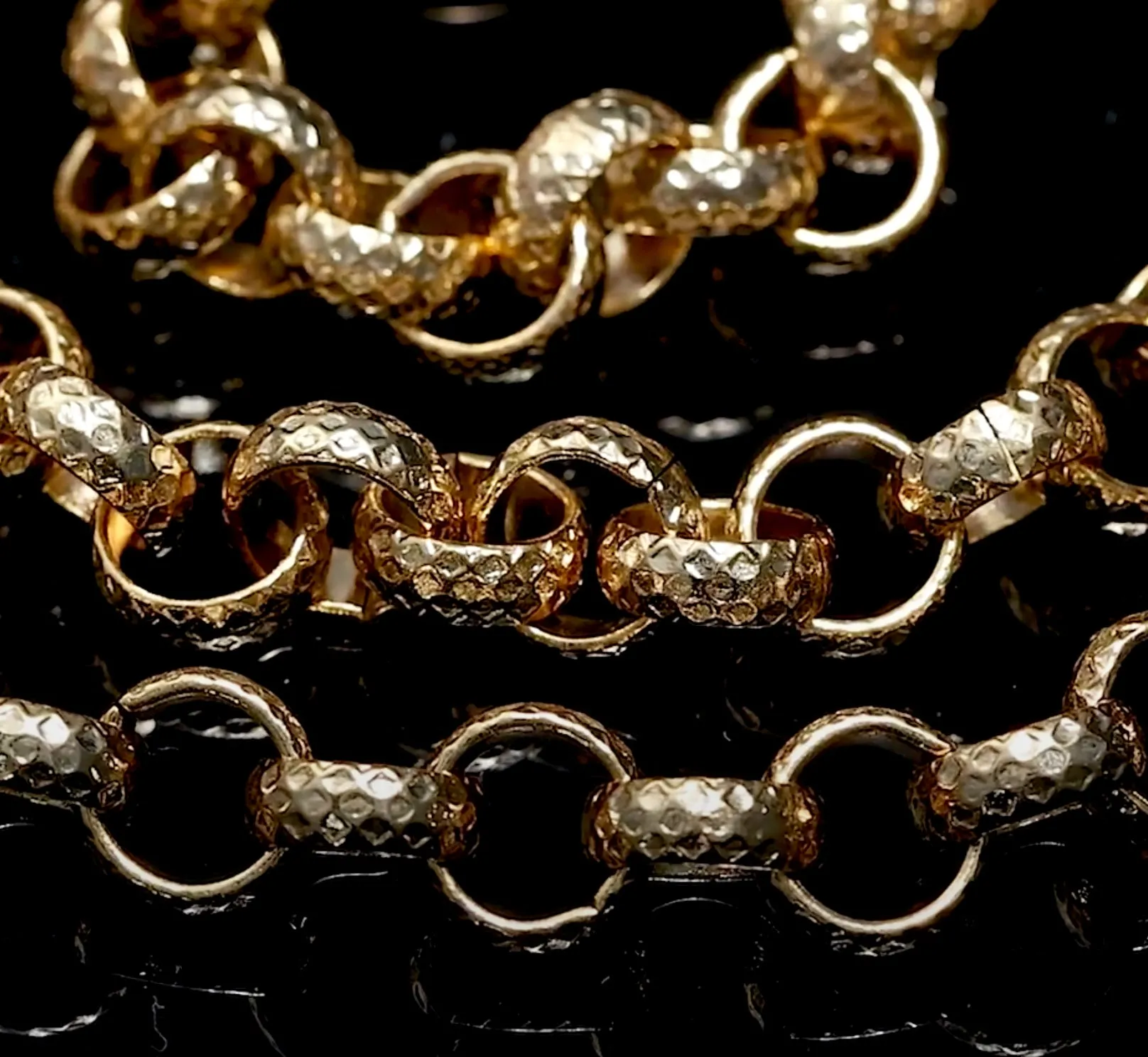 8mm Gold Filled Diamond Cut Pattern Belcher Set 8/24 Inches