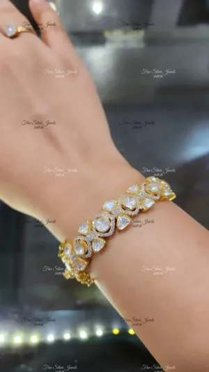 925 Silver Sanjh Polki Bangle