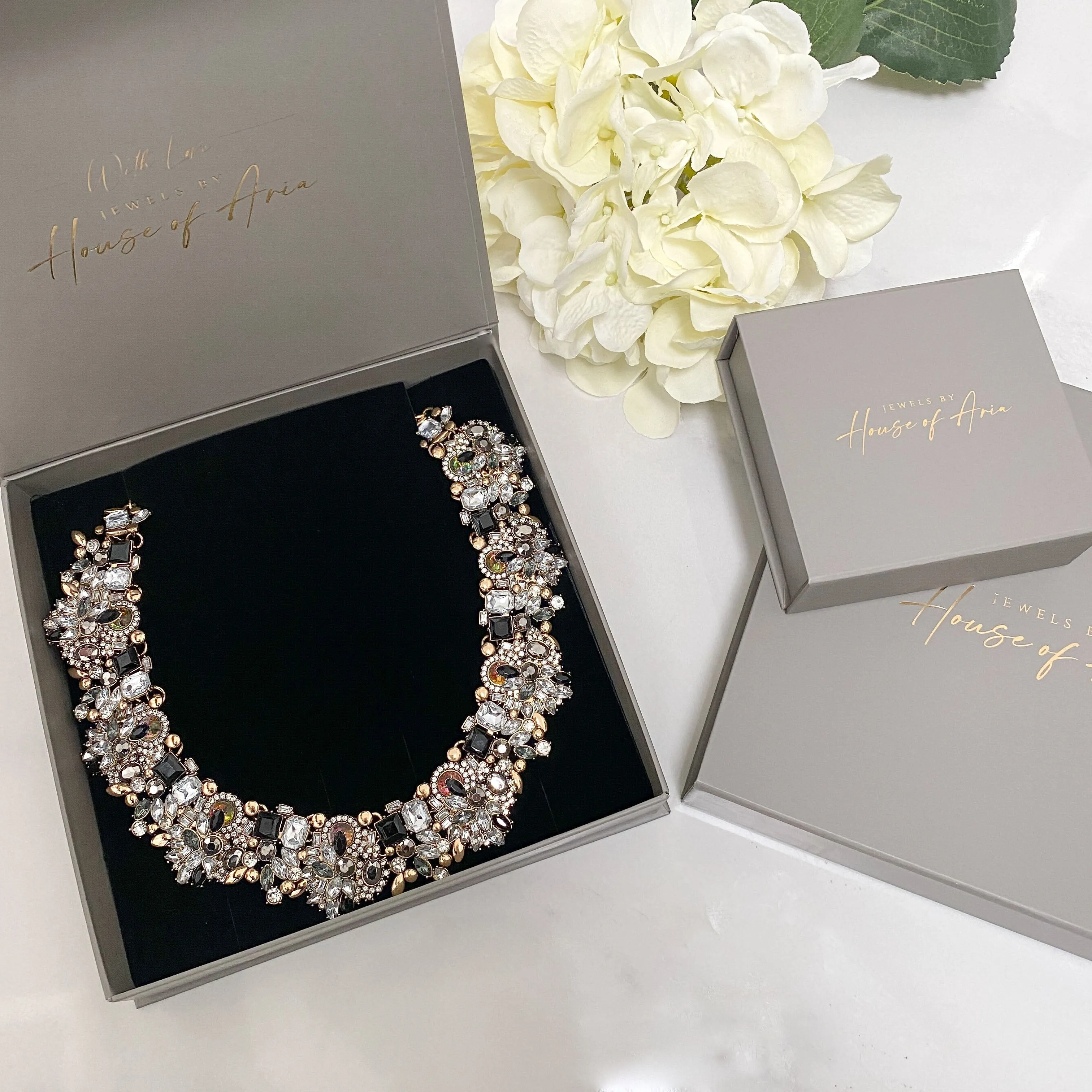 AMELIA Crystal Choker Necklace (Rose Gold, Silver & Gold Plated)