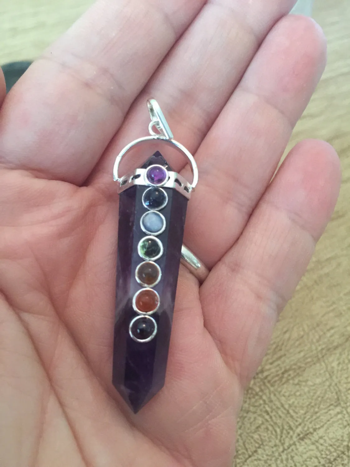 Amethyst Double Terminated Chakra Pendant - Third Eye - Sixth Chakra - Reiki - Energy Healing