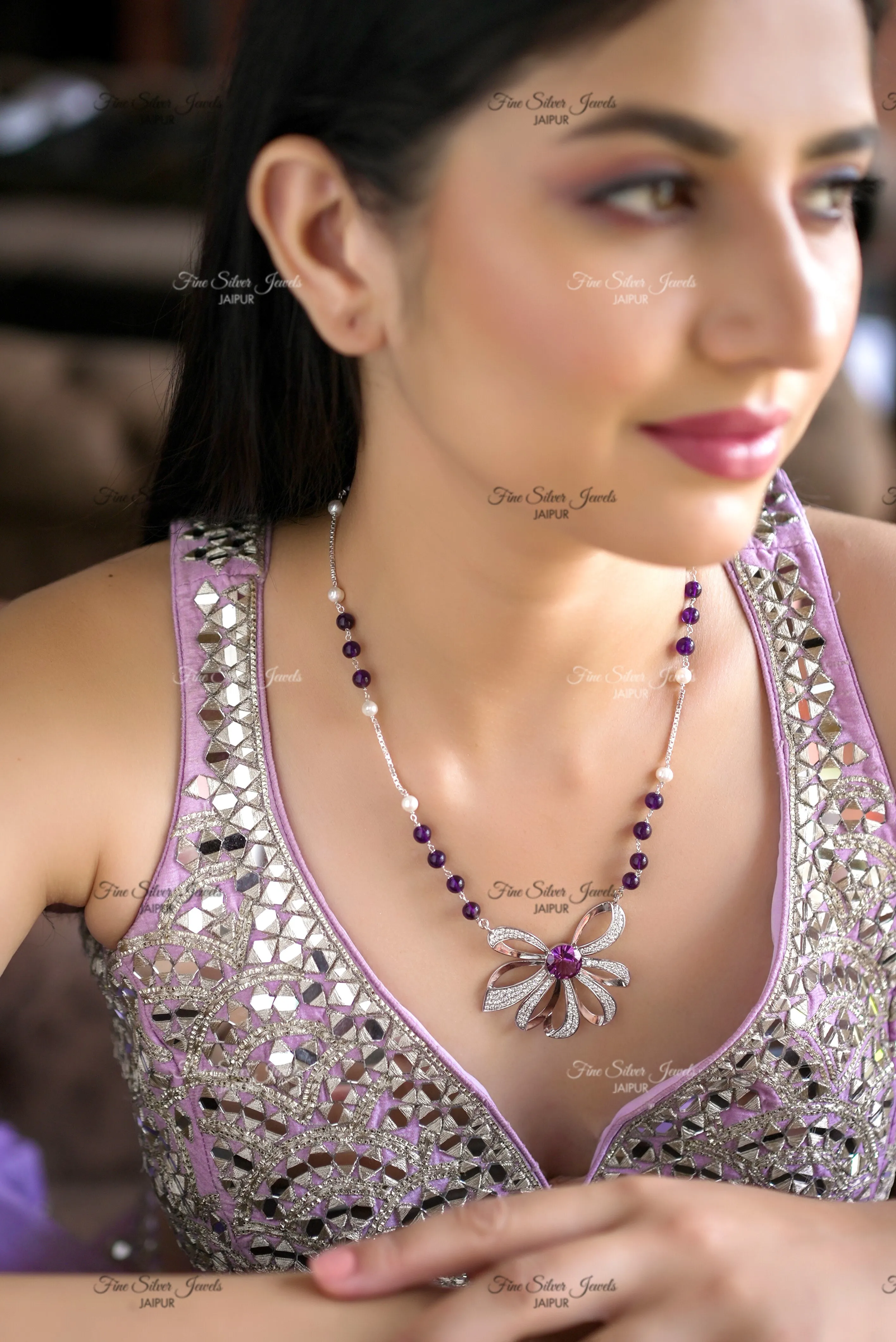 AMETHYST LOVE PENDANT NECKLACE