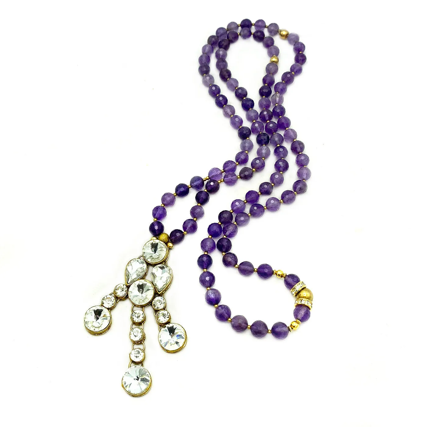 Amethyst Necklace with Dangling Pendant