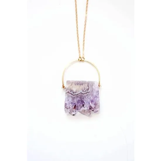 Amethyst Stalactite Slice Arch Necklace