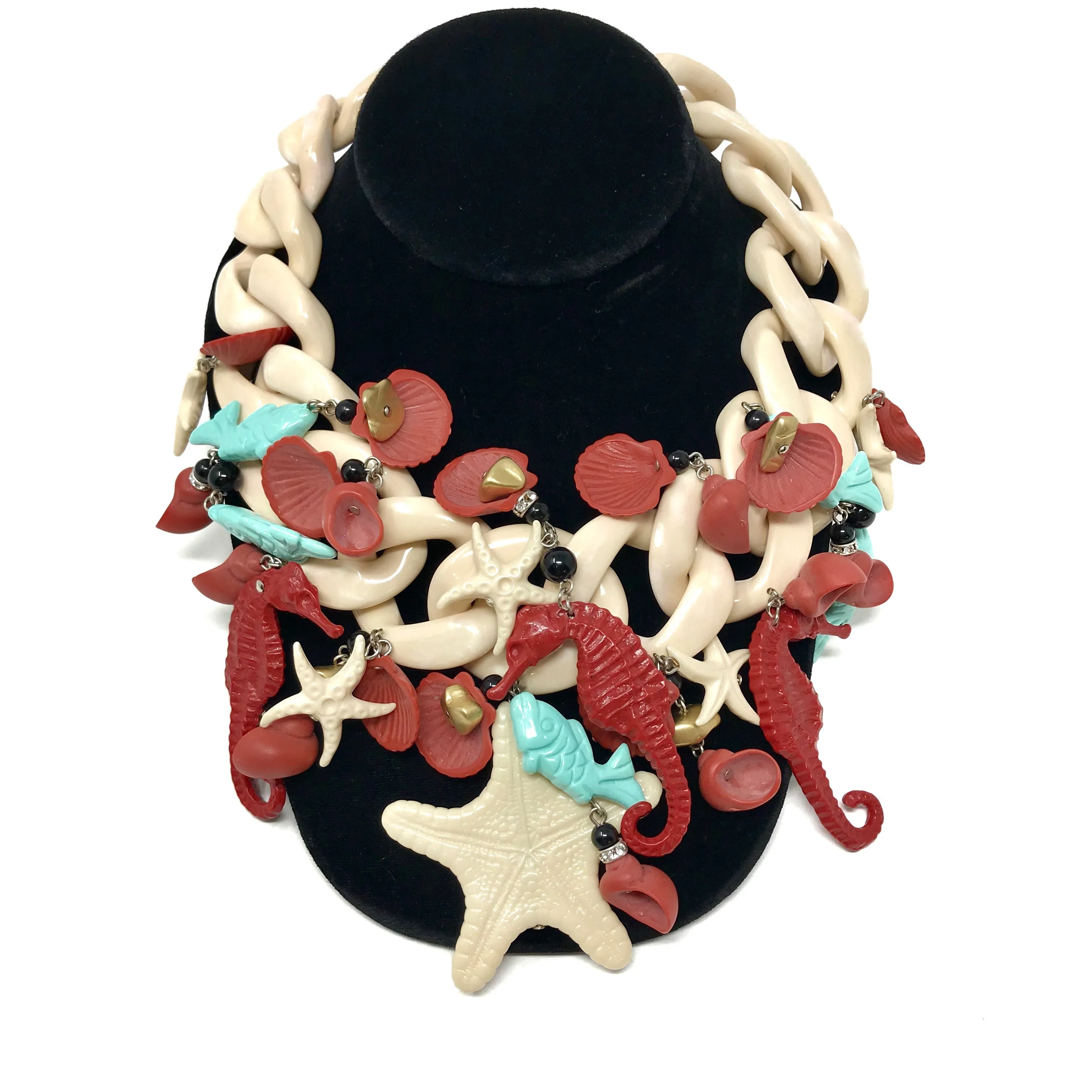 Angela Caputi Sea Themed Statement Necklace Earring Set