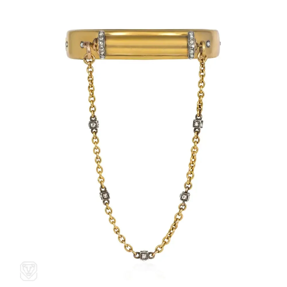 Antique gold and diamond chain and pencil bracelet