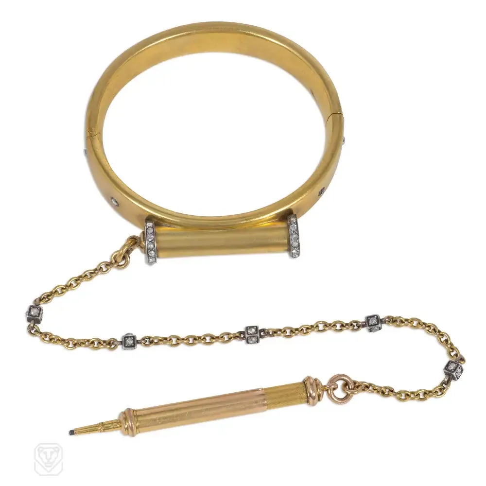 Antique gold and diamond chain and pencil bracelet