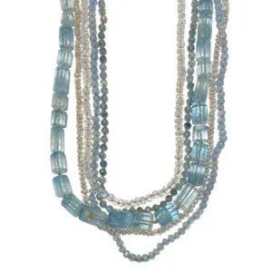 Aquamarine & Moonstone Beaded Necklace