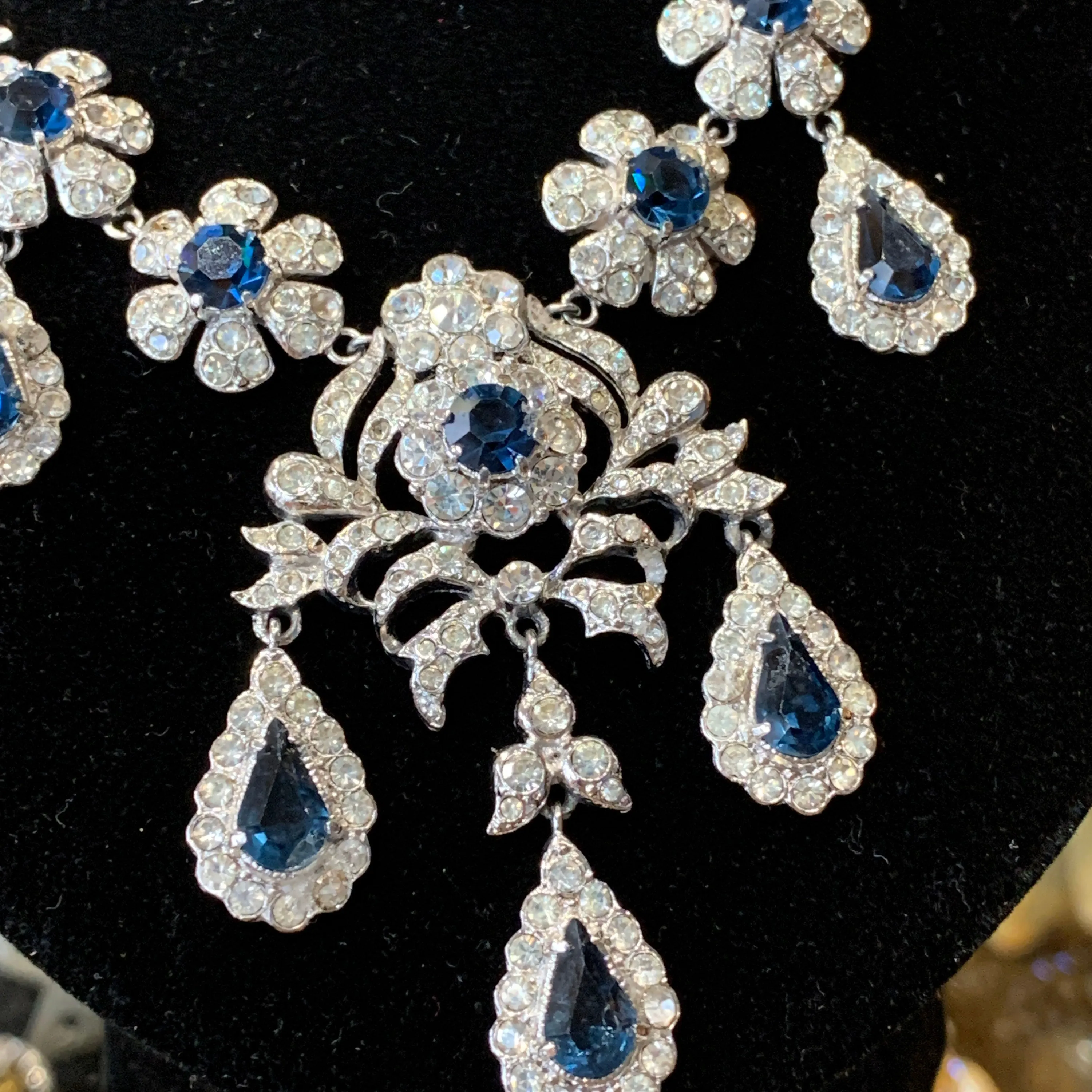 Attwood and Sawyer Sapphire Blue Crystal Vintage Necklace