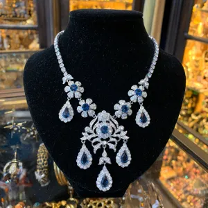 Attwood and Sawyer Sapphire Blue Crystal Vintage Necklace