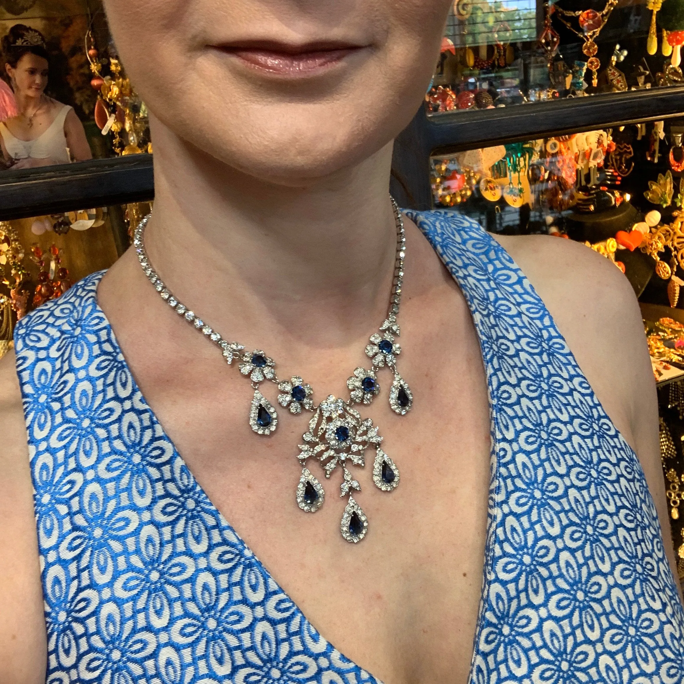 Attwood and Sawyer Sapphire Blue Crystal Vintage Necklace