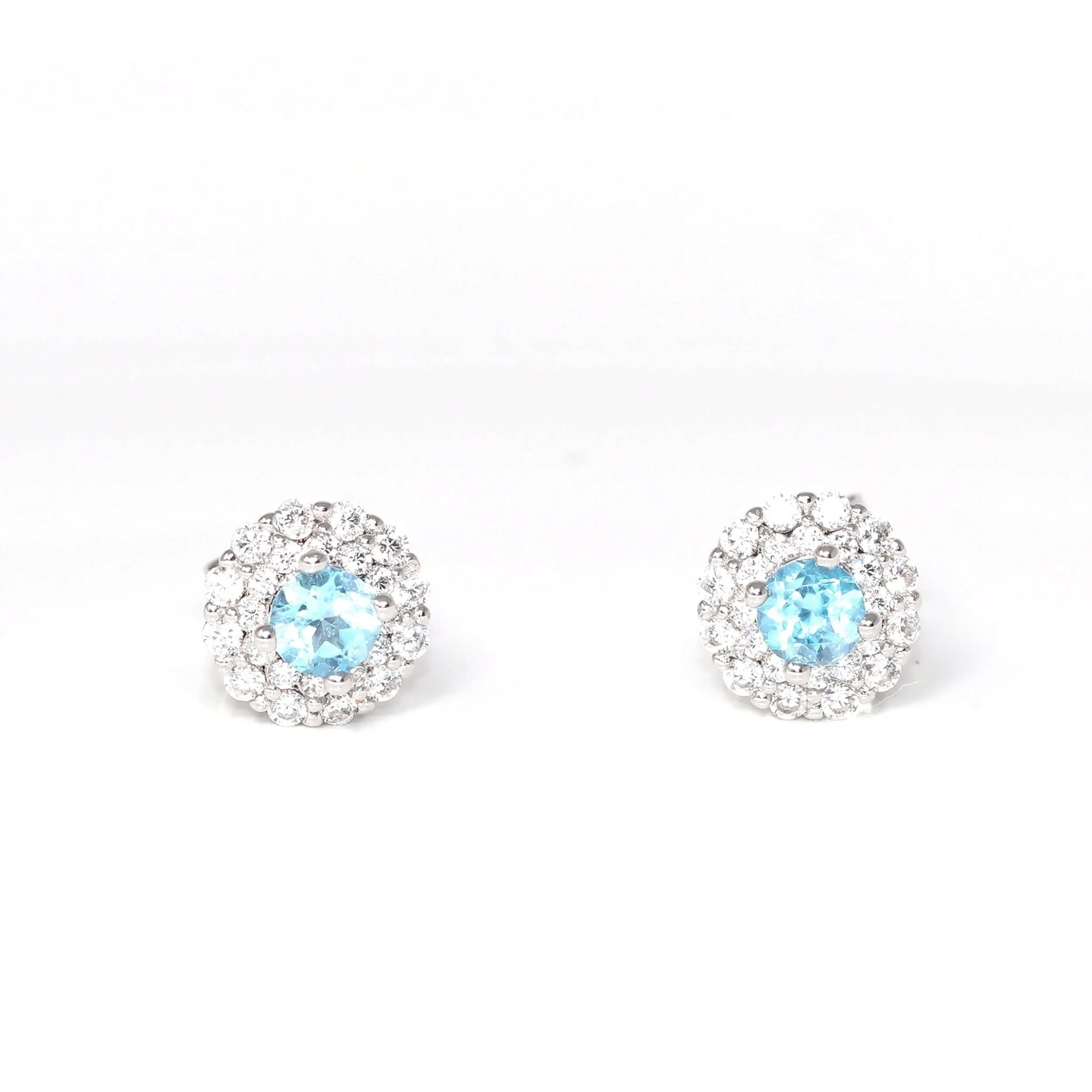 Baikalla™ Classic Sterling Silver Natural Amethyst Topaz Stud Earrings With CZ